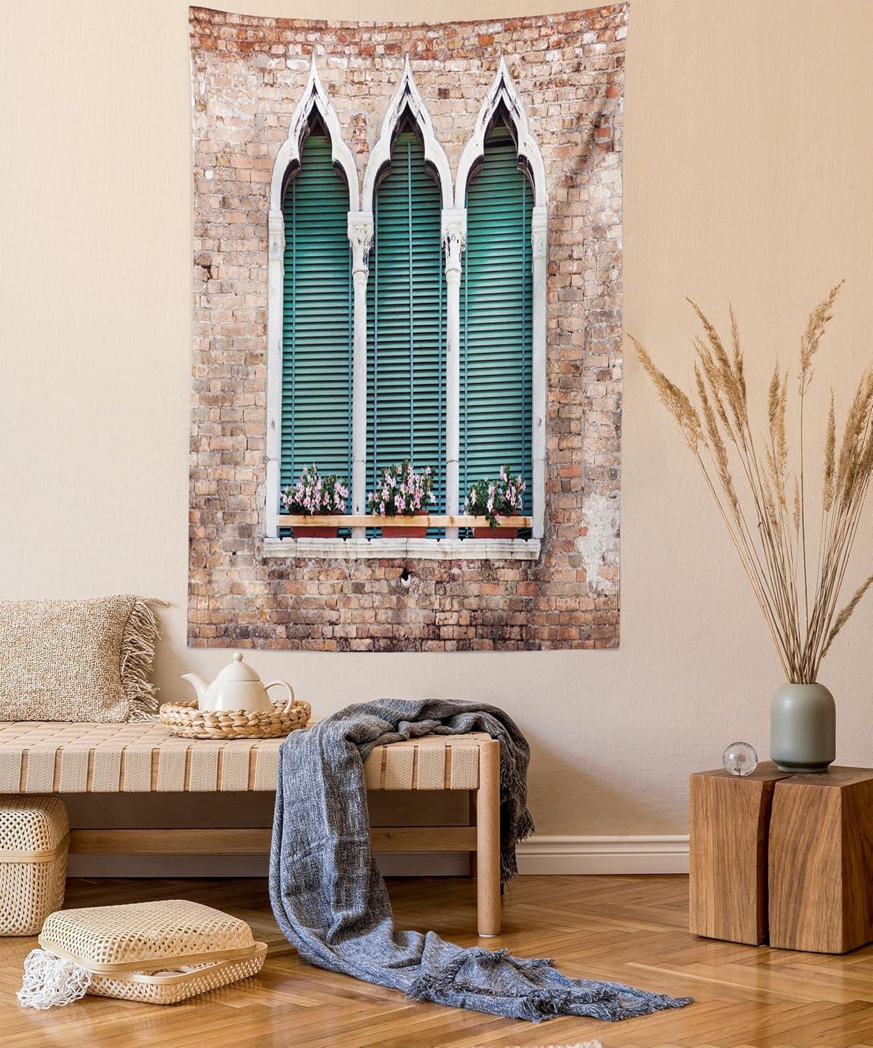 imageAmbesonne Hippie Tapestry Modern Goth Scene of Wingy Skeleton Moon and Roundy Flowers Boho Dreamy Fabric Wall Hanging Decor for Bedroom Living Room Dorm 28 X 23 Eggshell Shamrock GreenPale Brown White Blue