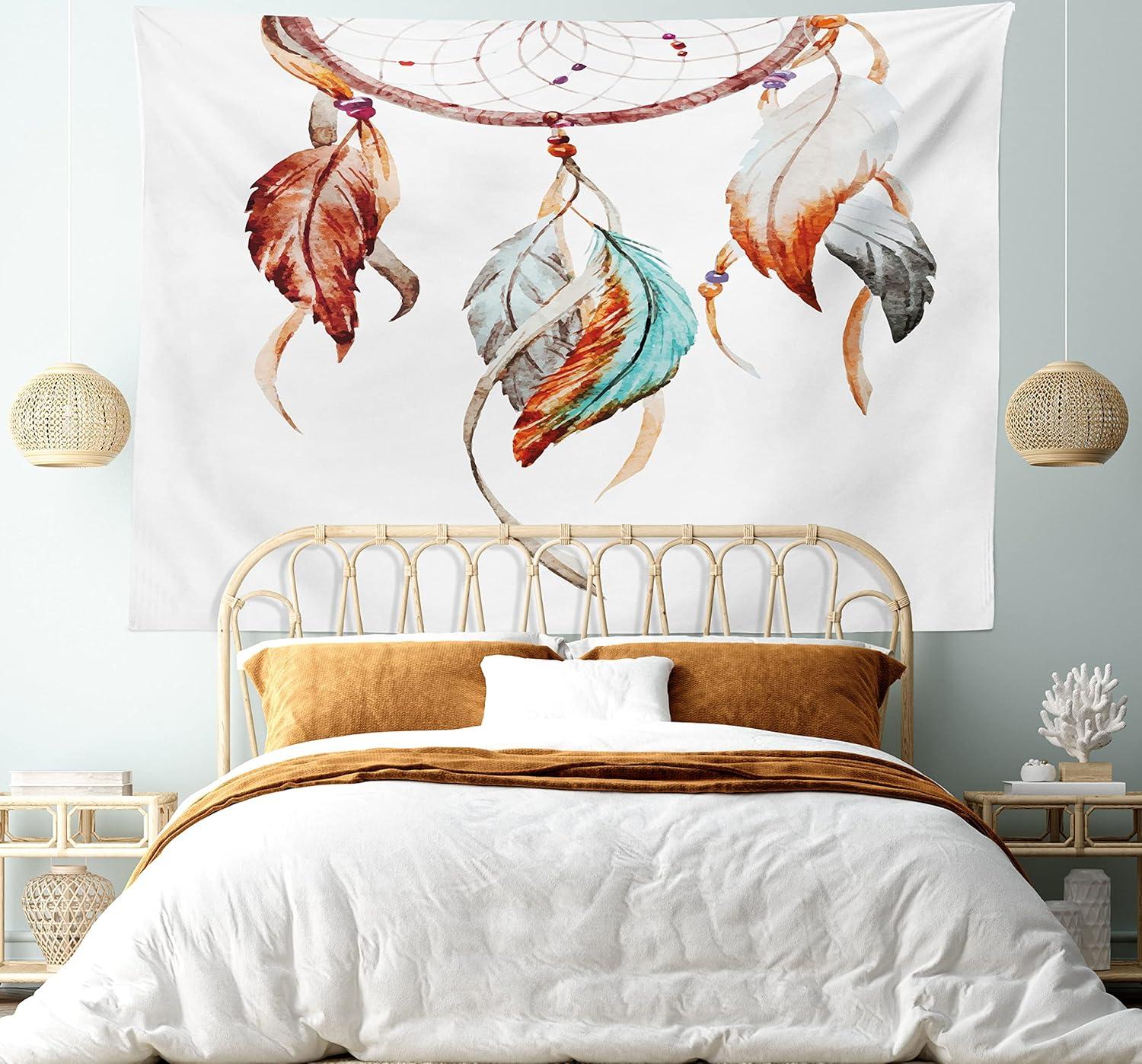 imageAmbesonne Hippie Tapestry Modern Goth Scene of Wingy Skeleton Moon and Roundy Flowers Boho Dreamy Fabric Wall Hanging Decor for Bedroom Living Room Dorm 28 X 23 Eggshell Shamrock GreenBurnt Sienna Seafoam