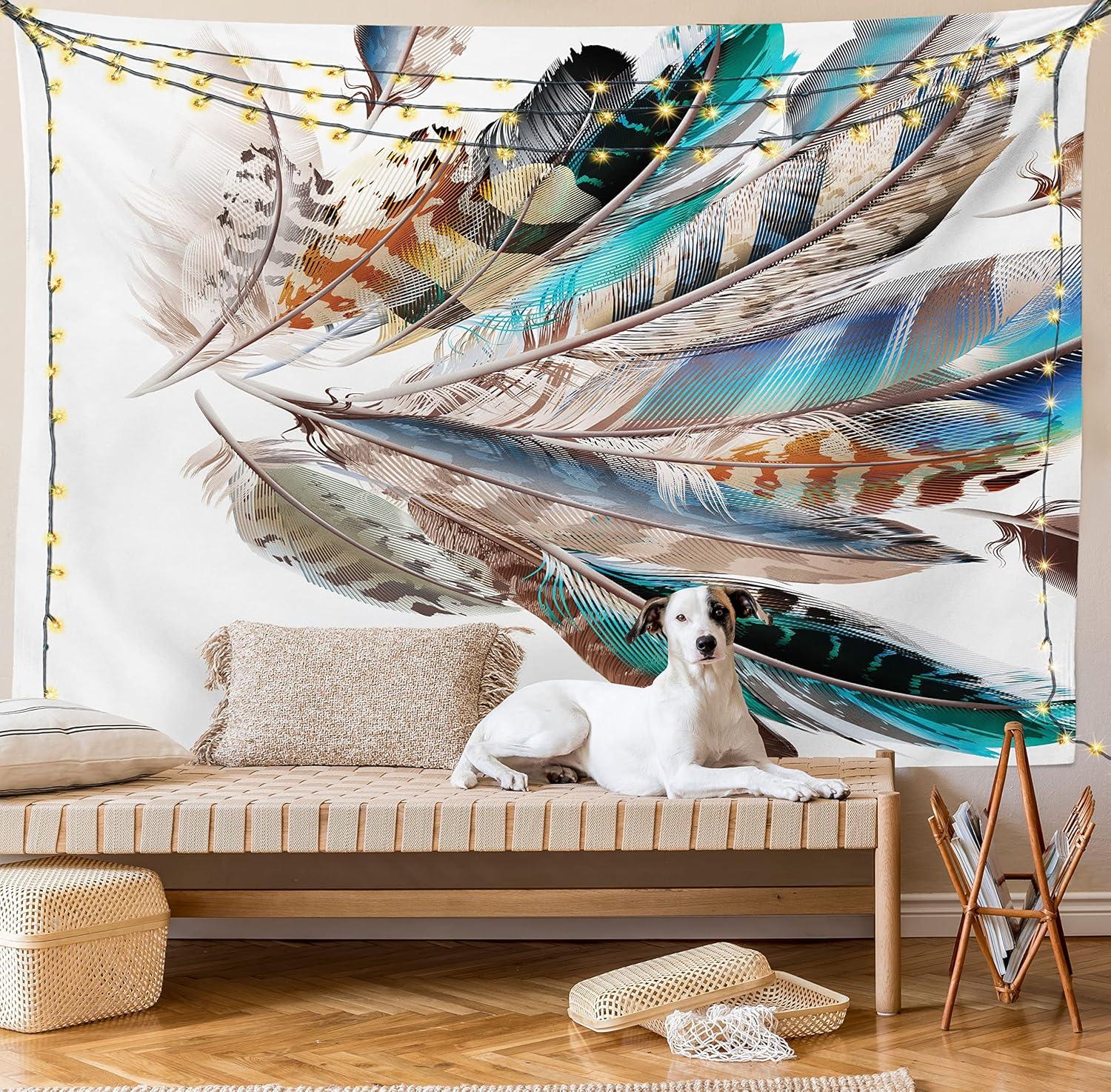 imageAmbesonne Hippie Tapestry Modern Goth Scene of Wingy Skeleton Moon and Roundy Flowers Boho Dreamy Fabric Wall Hanging Decor for Bedroom Living Room Dorm 28 X 23 Eggshell Shamrock GreenTeal Brown