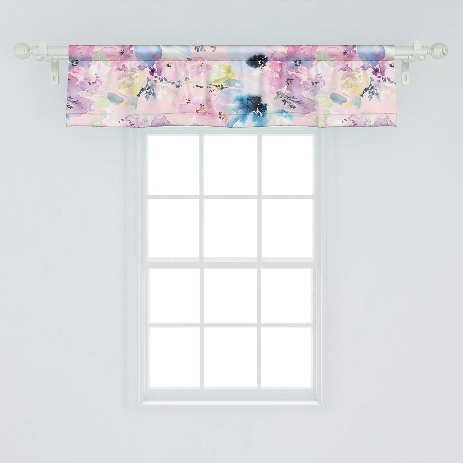 imageAmbesonne Leaves Greenery Window Valance Tropical Leaf Pattern with Neutral Colors Boho on Grunge Rustic Back Curtain Valance for Kitchen Bedroom Decor with Rod Pocket 54 X 12 Olive Green TaupePale Pink Pale Azure Blue
