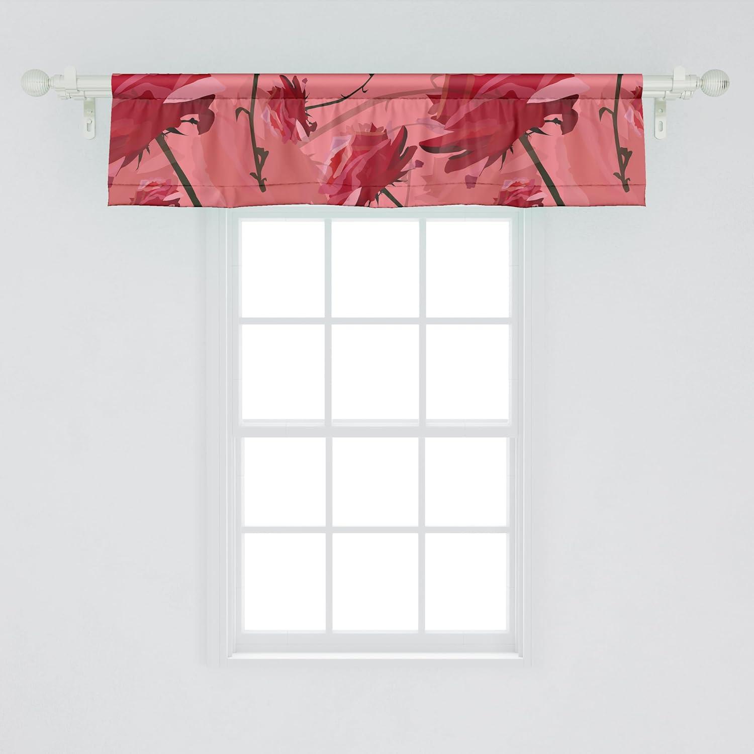 imageAmbesonne Leaves Greenery Window Valance Tropical Leaf Pattern with Neutral Colors Boho on Grunge Rustic Back Curtain Valance for Kitchen Bedroom Decor with Rod Pocket 54 X 12 Olive Green TaupeDark Coral Grey