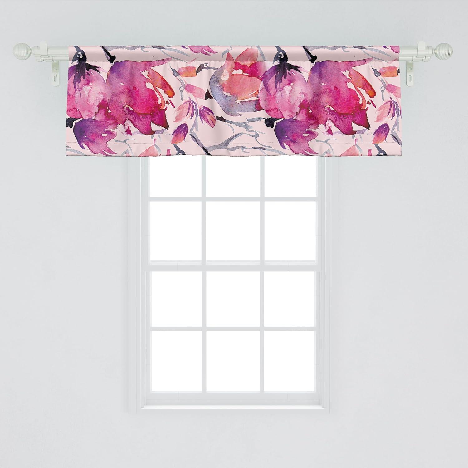 imageAmbesonne Leaves Greenery Window Valance Tropical Leaf Pattern with Neutral Colors Boho on Grunge Rustic Back Curtain Valance for Kitchen Bedroom Decor with Rod Pocket 54 X 12 Olive Green TaupeHot Pink Pale Pink Mauve