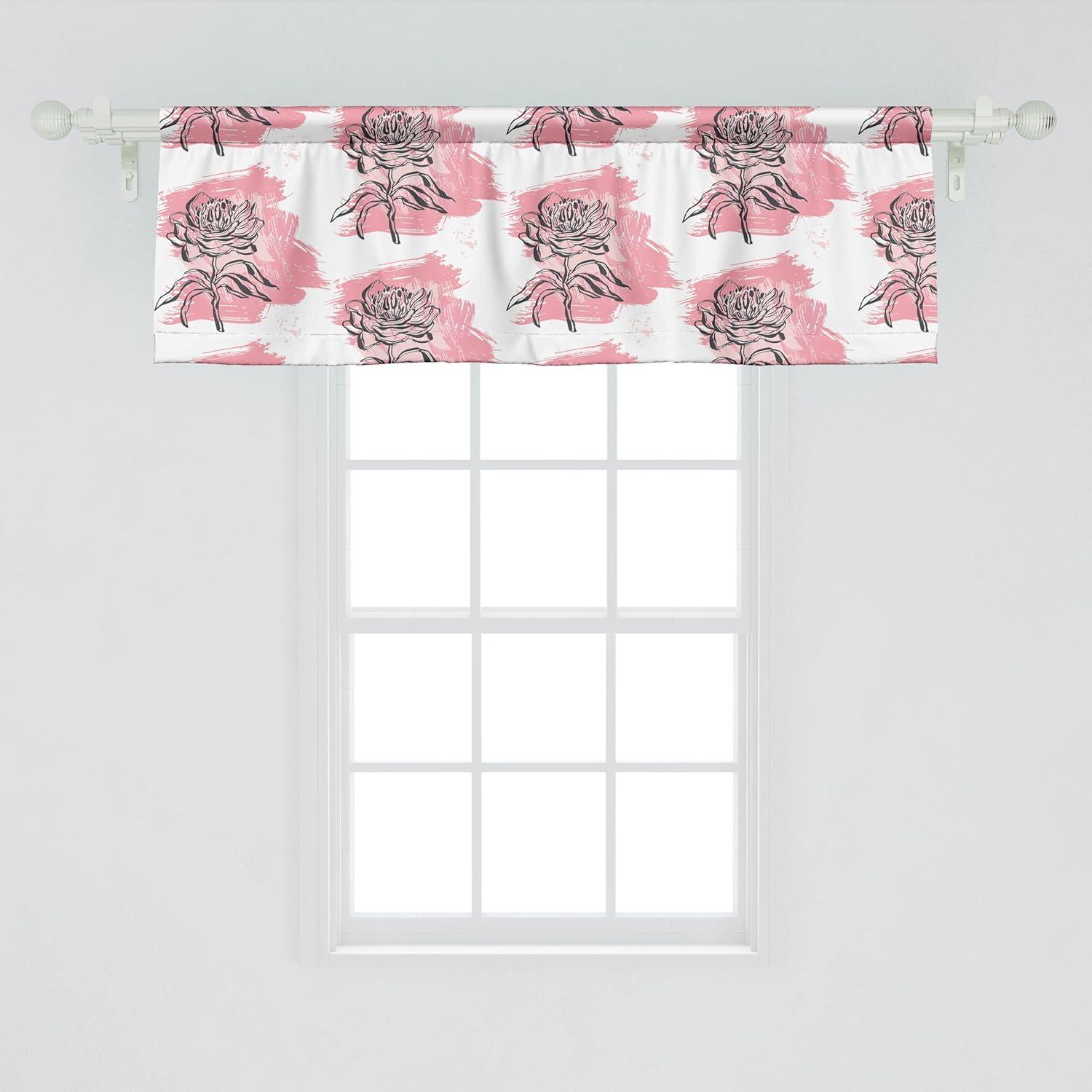 imageAmbesonne Leaves Greenery Window Valance Tropical Leaf Pattern with Neutral Colors Boho on Grunge Rustic Back Curtain Valance for Kitchen Bedroom Decor with Rod Pocket 54 X 12 Olive Green TaupePastel Pink Charcoal Grey
