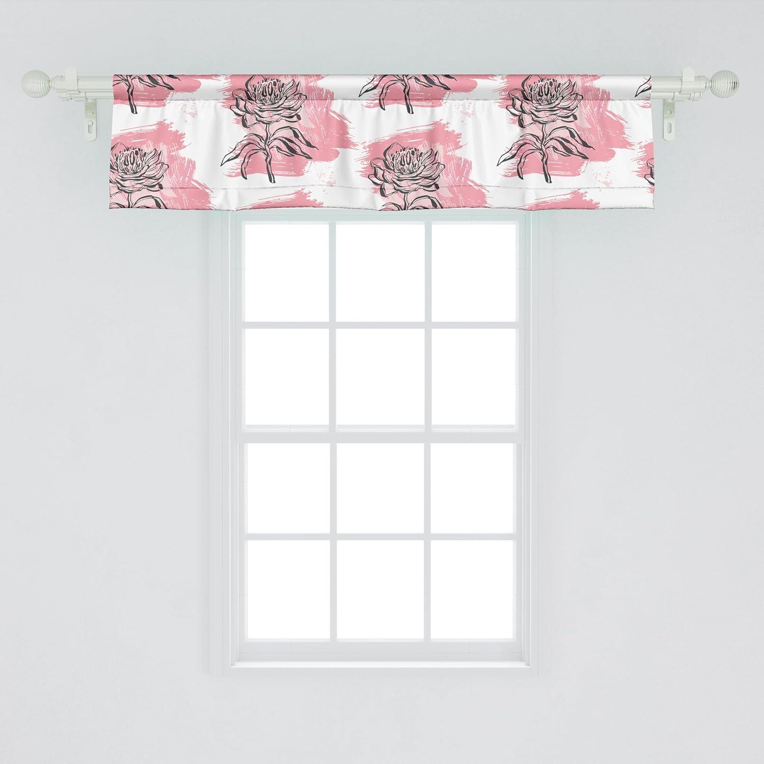 imageAmbesonne Leaves Greenery Window Valance Tropical Leaf Pattern with Neutral Colors Boho on Grunge Rustic Back Curtain Valance for Kitchen Bedroom Decor with Rod Pocket 54 X 12 Olive Green TaupePastel Pink Charcoal Grey