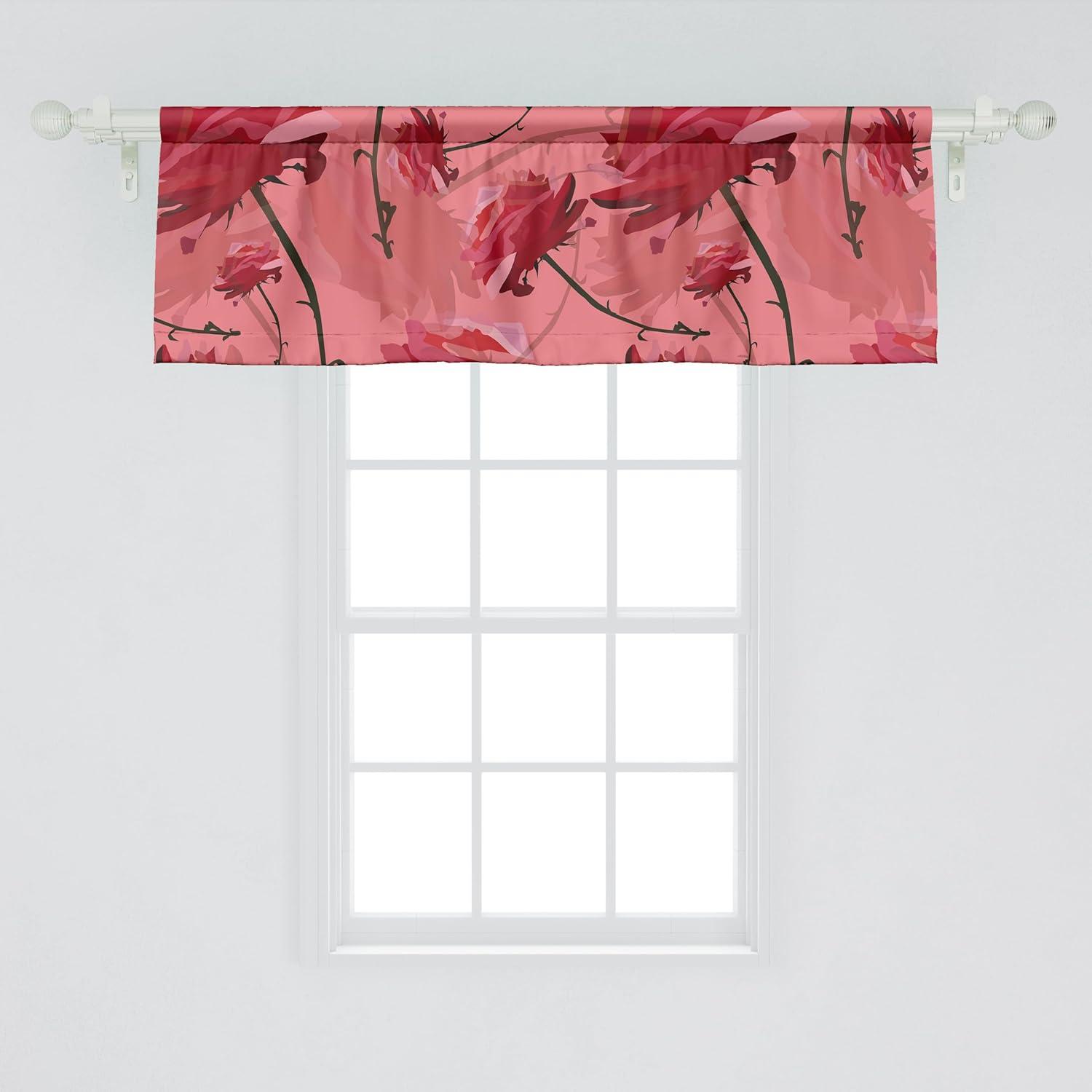imageAmbesonne Leaves Greenery Window Valance Tropical Leaf Pattern with Neutral Colors Boho on Grunge Rustic Back Curtain Valance for Kitchen Bedroom Decor with Rod Pocket 54 X 12 Olive Green TaupeDark Coral Grey