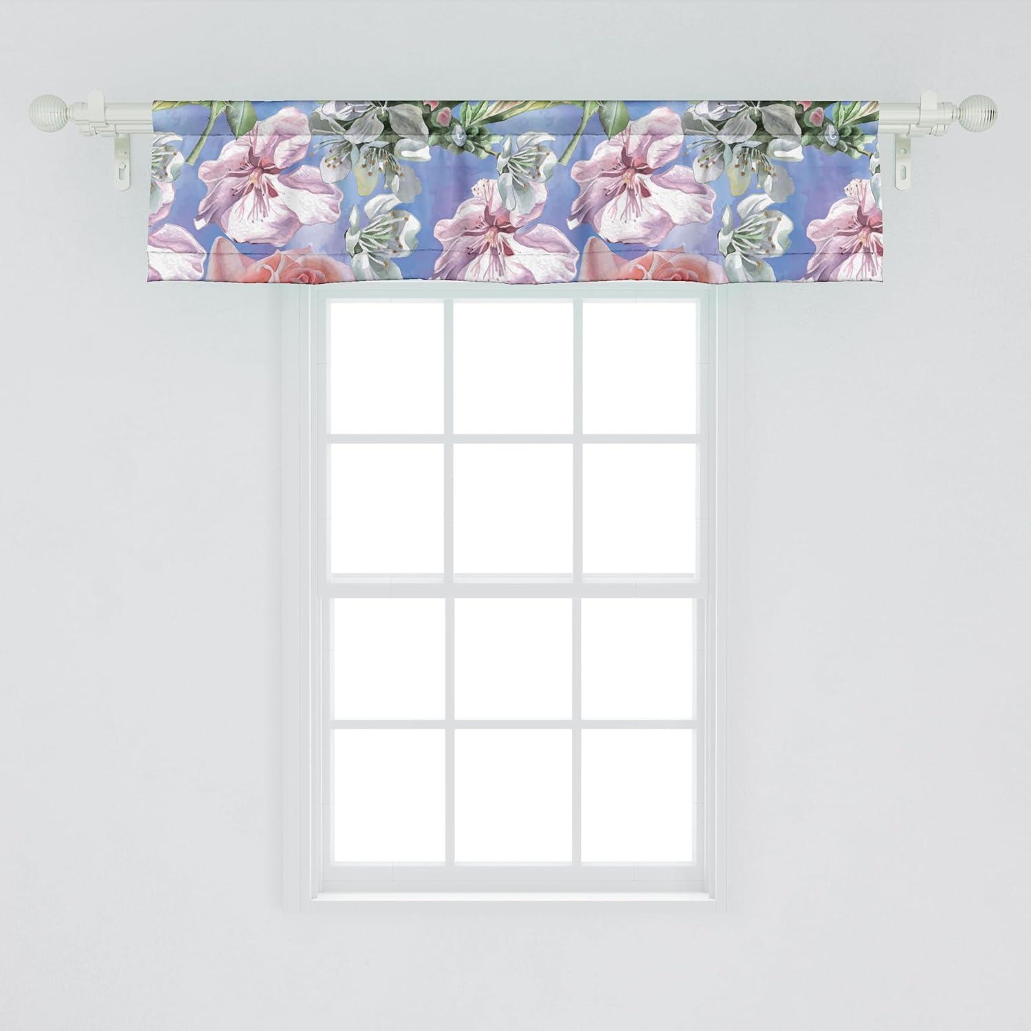 imageAmbesonne Leaves Greenery Window Valance Tropical Leaf Pattern with Neutral Colors Boho on Grunge Rustic Back Curtain Valance for Kitchen Bedroom Decor with Rod Pocket 54 X 12 Olive Green TaupeCeil Blue Mauve Salmon