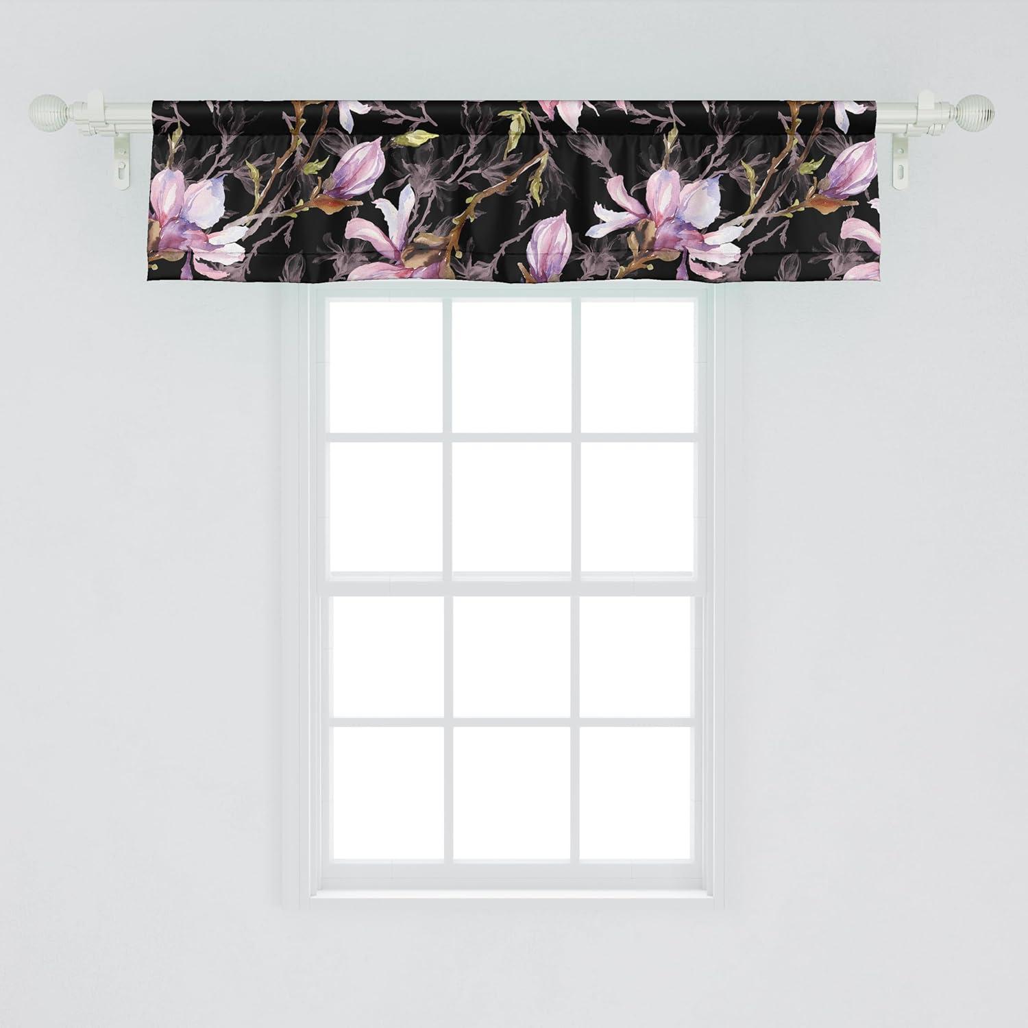 imageAmbesonne Leaves Greenery Window Valance Tropical Leaf Pattern with Neutral Colors Boho on Grunge Rustic Back Curtain Valance for Kitchen Bedroom Decor with Rod Pocket 54 X 12 Olive Green TaupePale Pink Grey Pink