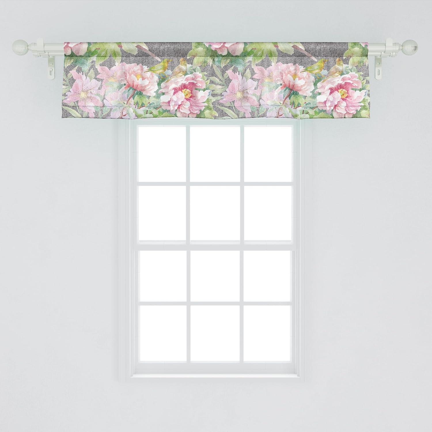 imageAmbesonne Leaves Greenery Window Valance Tropical Leaf Pattern with Neutral Colors Boho on Grunge Rustic Back Curtain Valance for Kitchen Bedroom Decor with Rod Pocket 54 X 12 Olive Green TaupePink Pistachio Green
