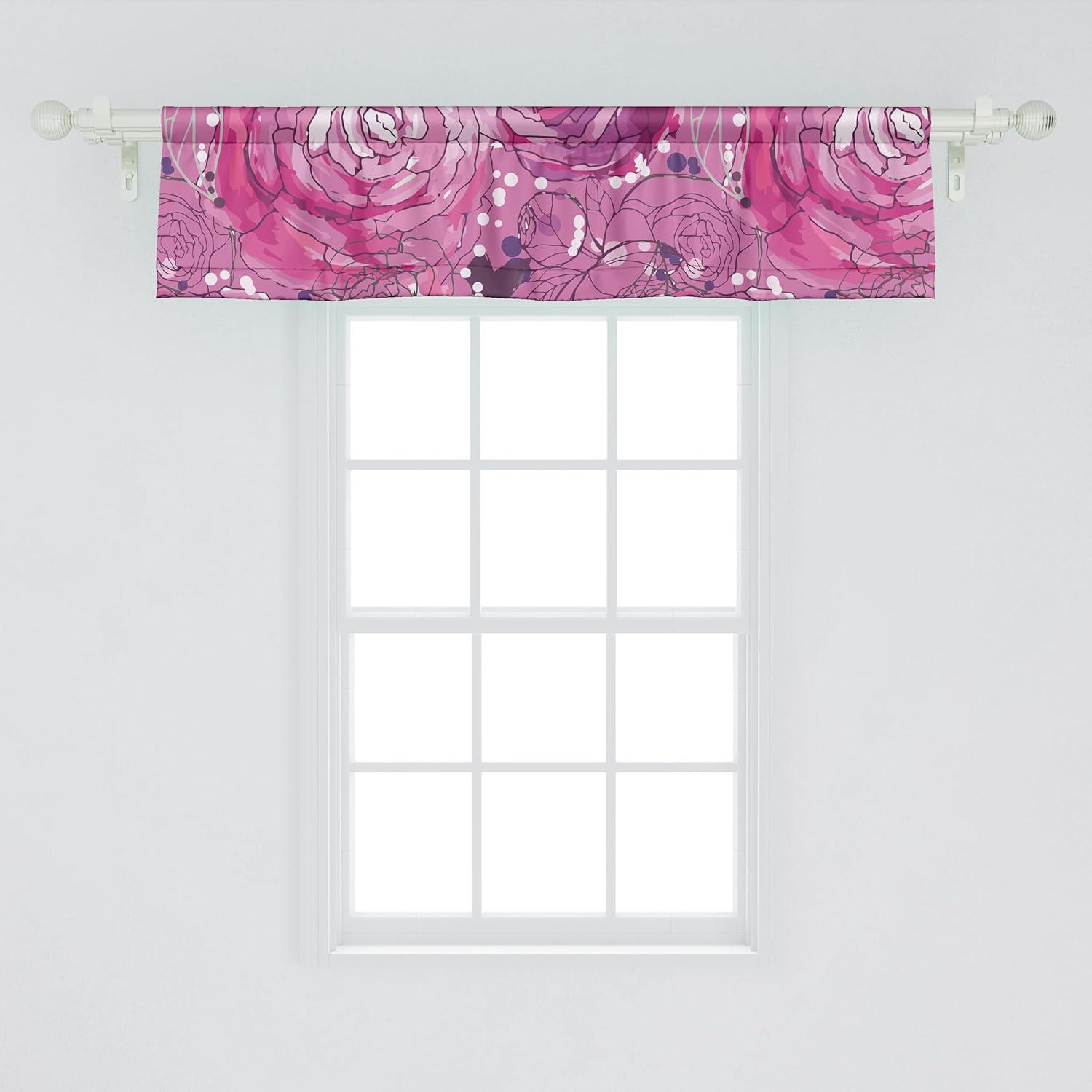 imageAmbesonne Leaves Greenery Window Valance Tropical Leaf Pattern with Neutral Colors Boho on Grunge Rustic Back Curtain Valance for Kitchen Bedroom Decor with Rod Pocket 54 X 12 Olive Green TaupePale Purple Hot Pink