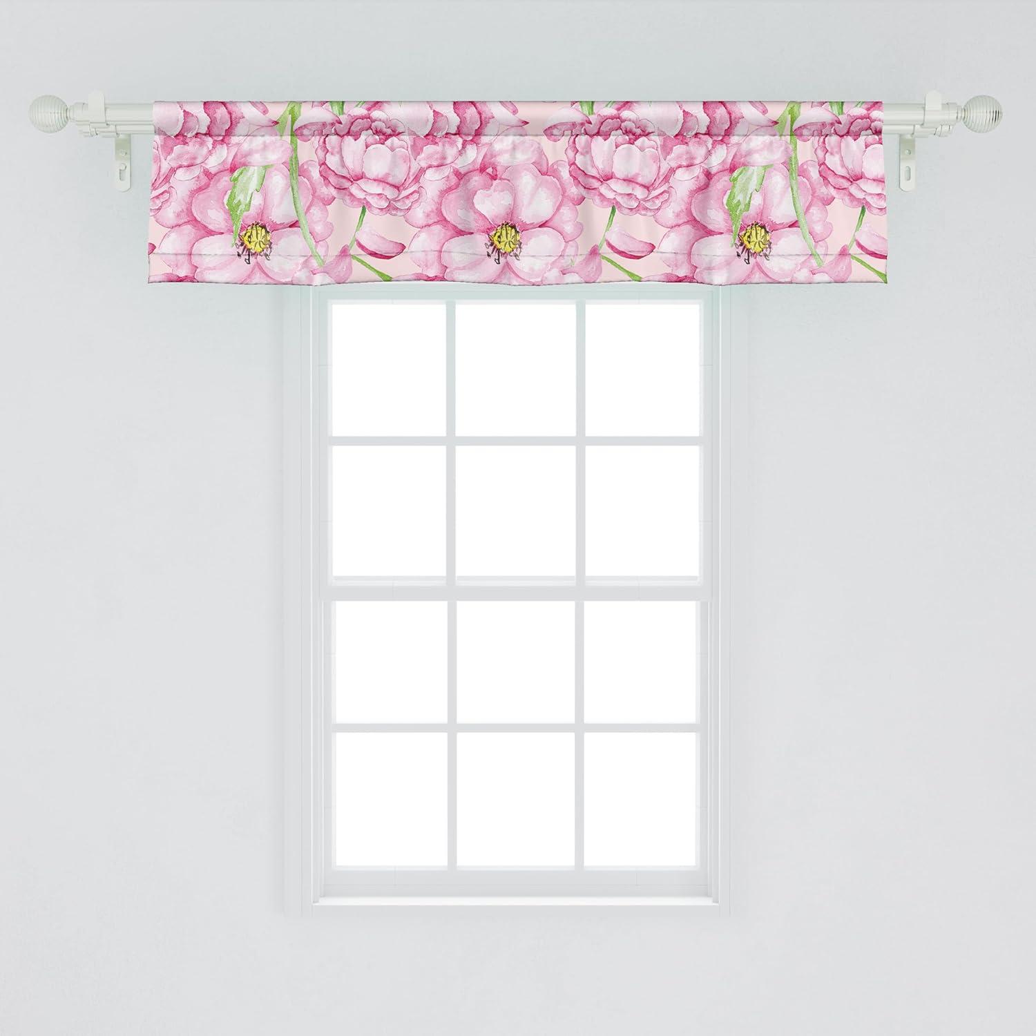 imageAmbesonne Leaves Greenery Window Valance Tropical Leaf Pattern with Neutral Colors Boho on Grunge Rustic Back Curtain Valance for Kitchen Bedroom Decor with Rod Pocket 54 X 12 Olive Green TaupePink Lime Green