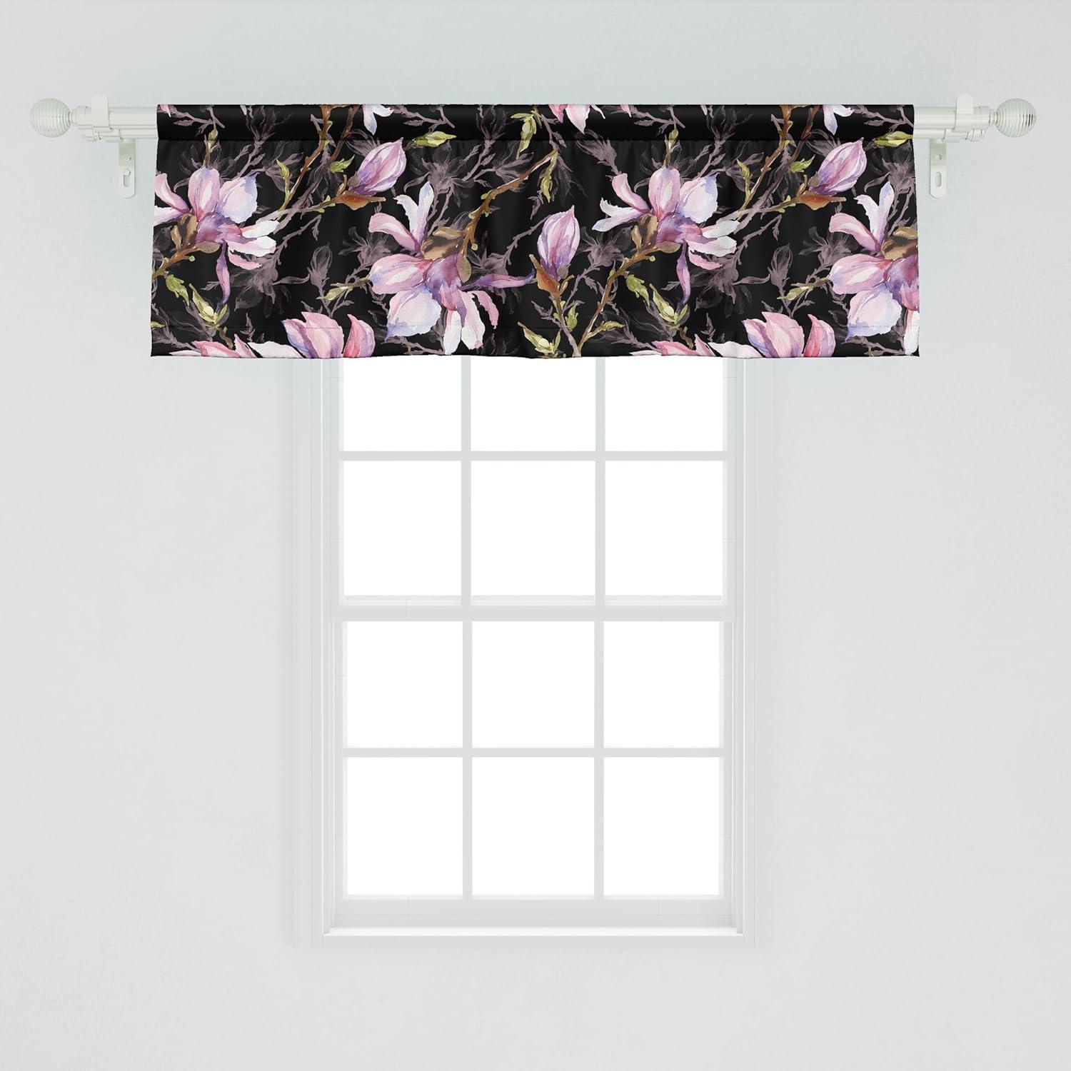imageAmbesonne Leaves Greenery Window Valance Tropical Leaf Pattern with Neutral Colors Boho on Grunge Rustic Back Curtain Valance for Kitchen Bedroom Decor with Rod Pocket 54 X 12 Olive Green TaupePale Pink Grey Pink