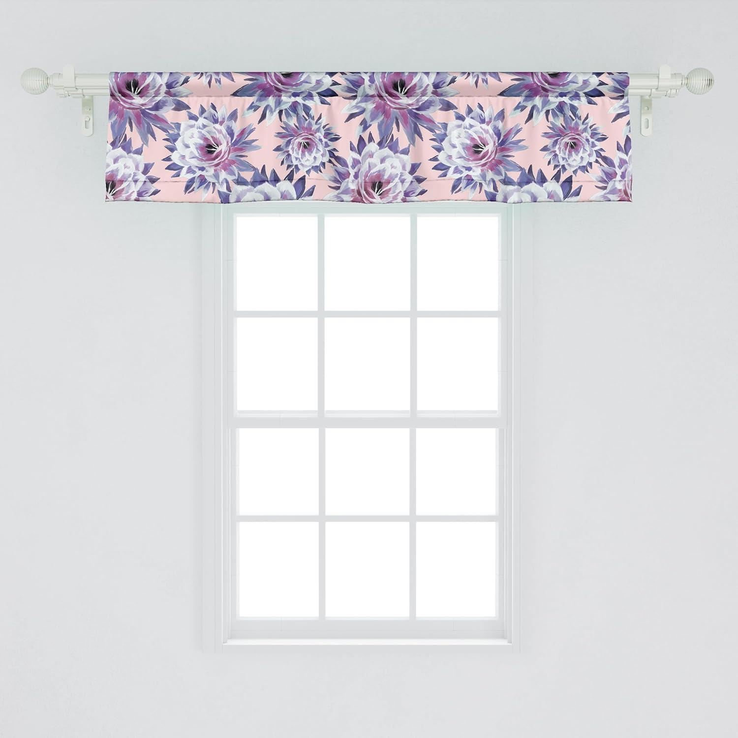 imageAmbesonne Leaves Greenery Window Valance Tropical Leaf Pattern with Neutral Colors Boho on Grunge Rustic Back Curtain Valance for Kitchen Bedroom Decor with Rod Pocket 54 X 12 Olive Green TaupeDark Indigo Plum Quartz