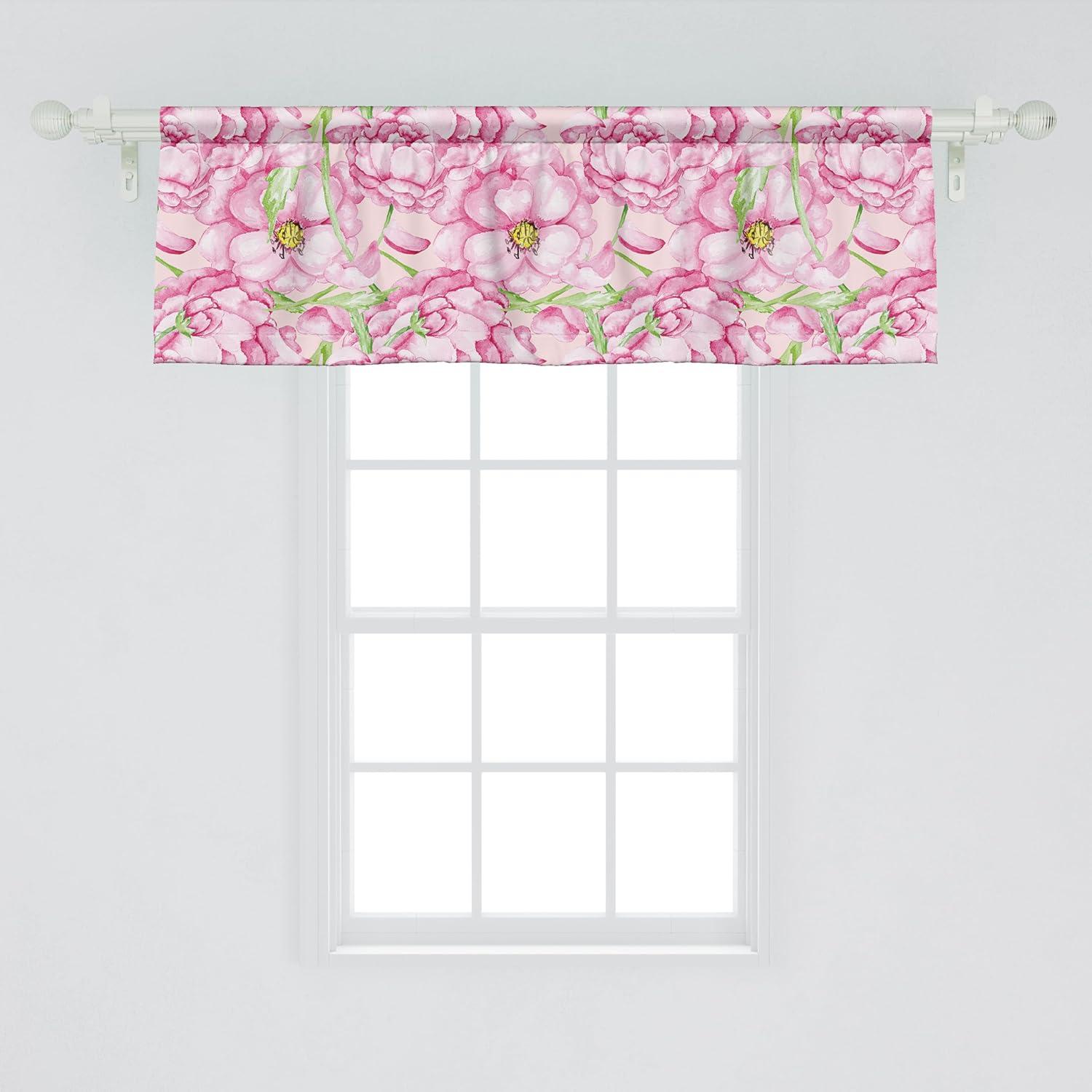 imageAmbesonne Leaves Greenery Window Valance Tropical Leaf Pattern with Neutral Colors Boho on Grunge Rustic Back Curtain Valance for Kitchen Bedroom Decor with Rod Pocket 54 X 12 Olive Green TaupePink Lime Green
