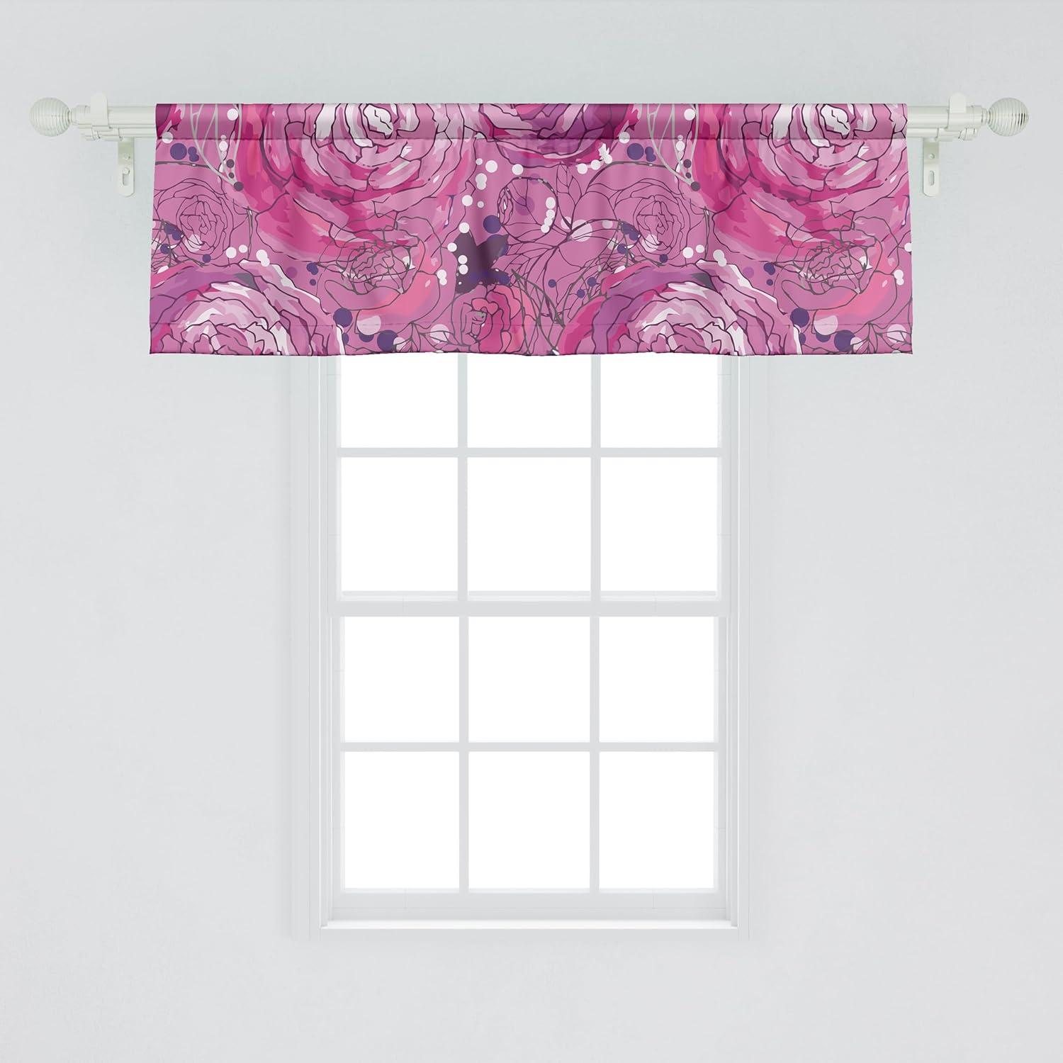 imageAmbesonne Leaves Greenery Window Valance Tropical Leaf Pattern with Neutral Colors Boho on Grunge Rustic Back Curtain Valance for Kitchen Bedroom Decor with Rod Pocket 54 X 12 Olive Green TaupePale Purple Hot Pink