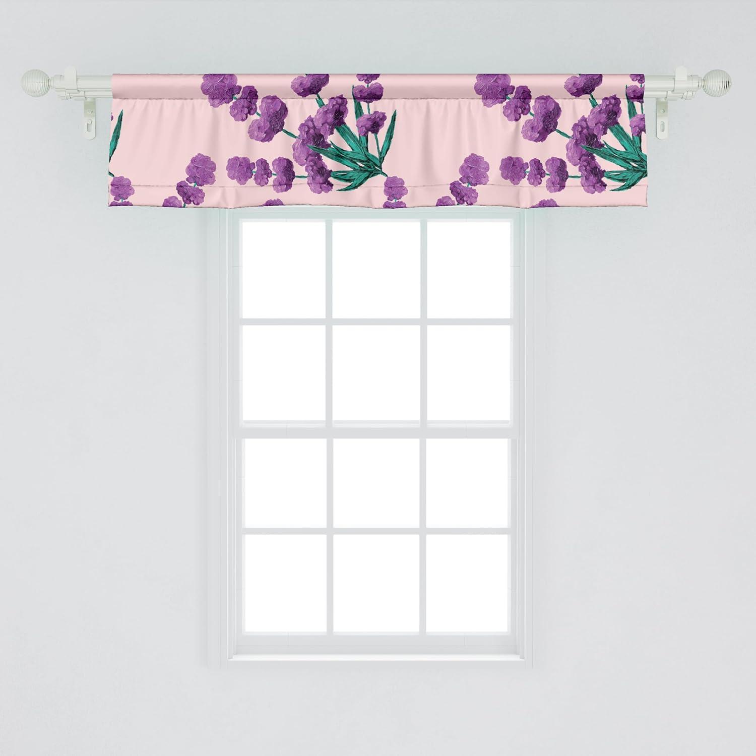 imageAmbesonne Leaves Greenery Window Valance Tropical Leaf Pattern with Neutral Colors Boho on Grunge Rustic Back Curtain Valance for Kitchen Bedroom Decor with Rod Pocket 54 X 12 Olive Green TaupeJade Green and Purple