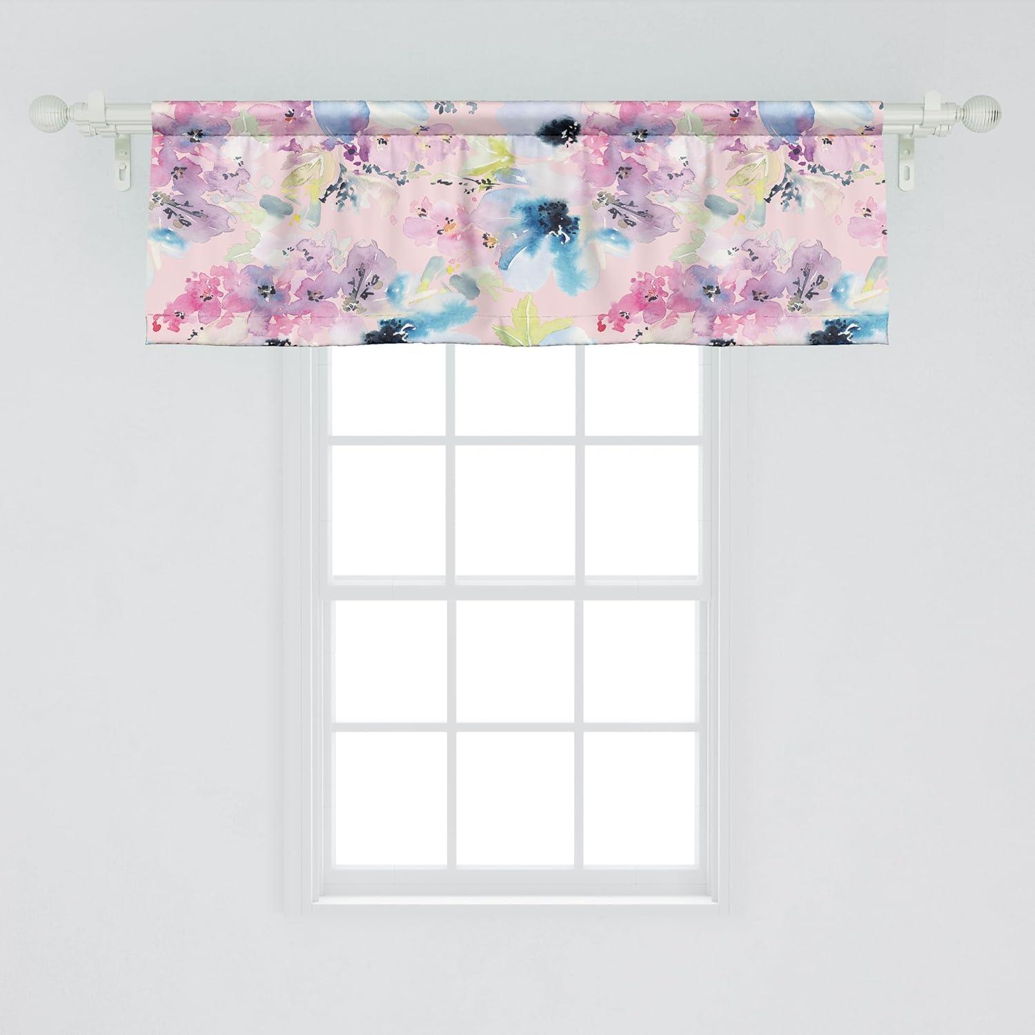 imageAmbesonne Leaves Greenery Window Valance Tropical Leaf Pattern with Neutral Colors Boho on Grunge Rustic Back Curtain Valance for Kitchen Bedroom Decor with Rod Pocket 54 X 12 Olive Green TaupePale Pink Pale Azure Blue