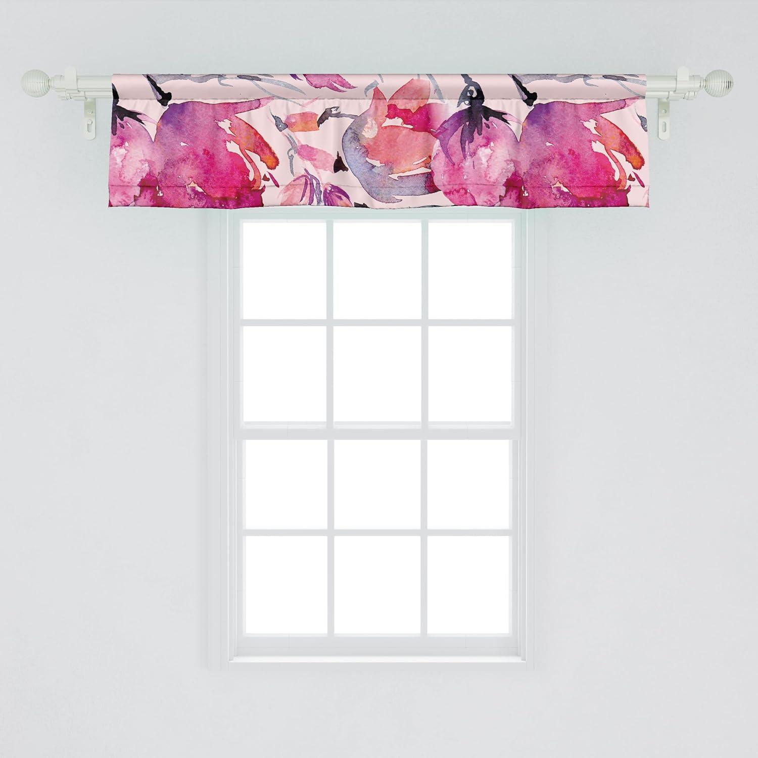 imageAmbesonne Leaves Greenery Window Valance Tropical Leaf Pattern with Neutral Colors Boho on Grunge Rustic Back Curtain Valance for Kitchen Bedroom Decor with Rod Pocket 54 X 12 Olive Green TaupeHot Pink Pale Pink Mauve