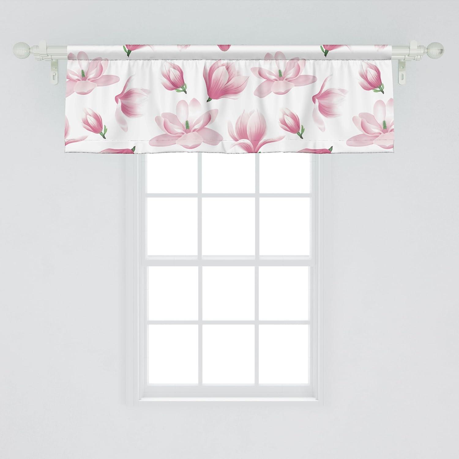 imageAmbesonne Leaves Greenery Window Valance Tropical Leaf Pattern with Neutral Colors Boho on Grunge Rustic Back Curtain Valance for Kitchen Bedroom Decor with Rod Pocket 54 X 12 Olive Green TaupeMagenta Pale Pink White