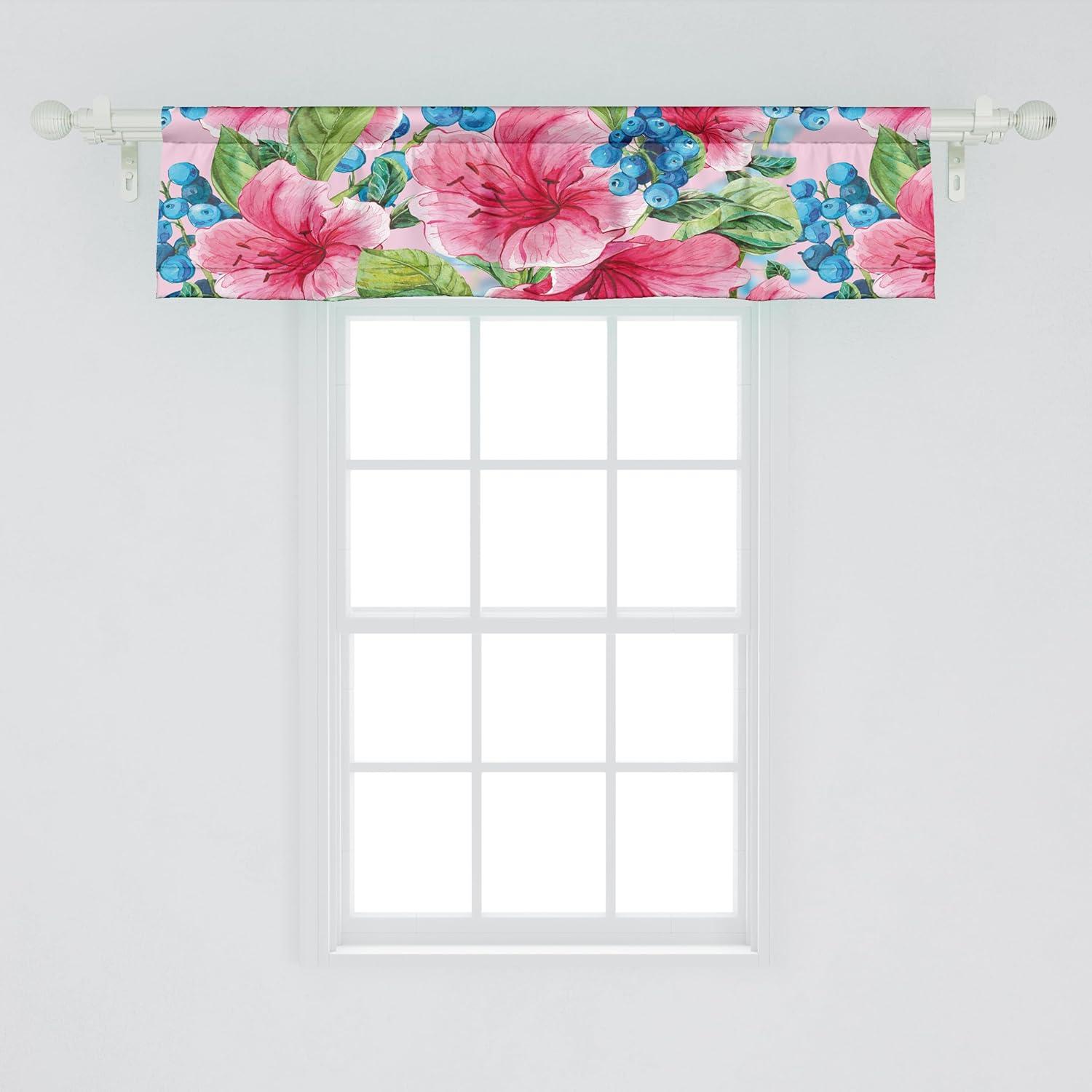 imageAmbesonne Leaves Greenery Window Valance Tropical Leaf Pattern with Neutral Colors Boho on Grunge Rustic Back Curtain Valance for Kitchen Bedroom Decor with Rod Pocket 54 X 12 Olive Green TaupeHot Pink Lavender Blue