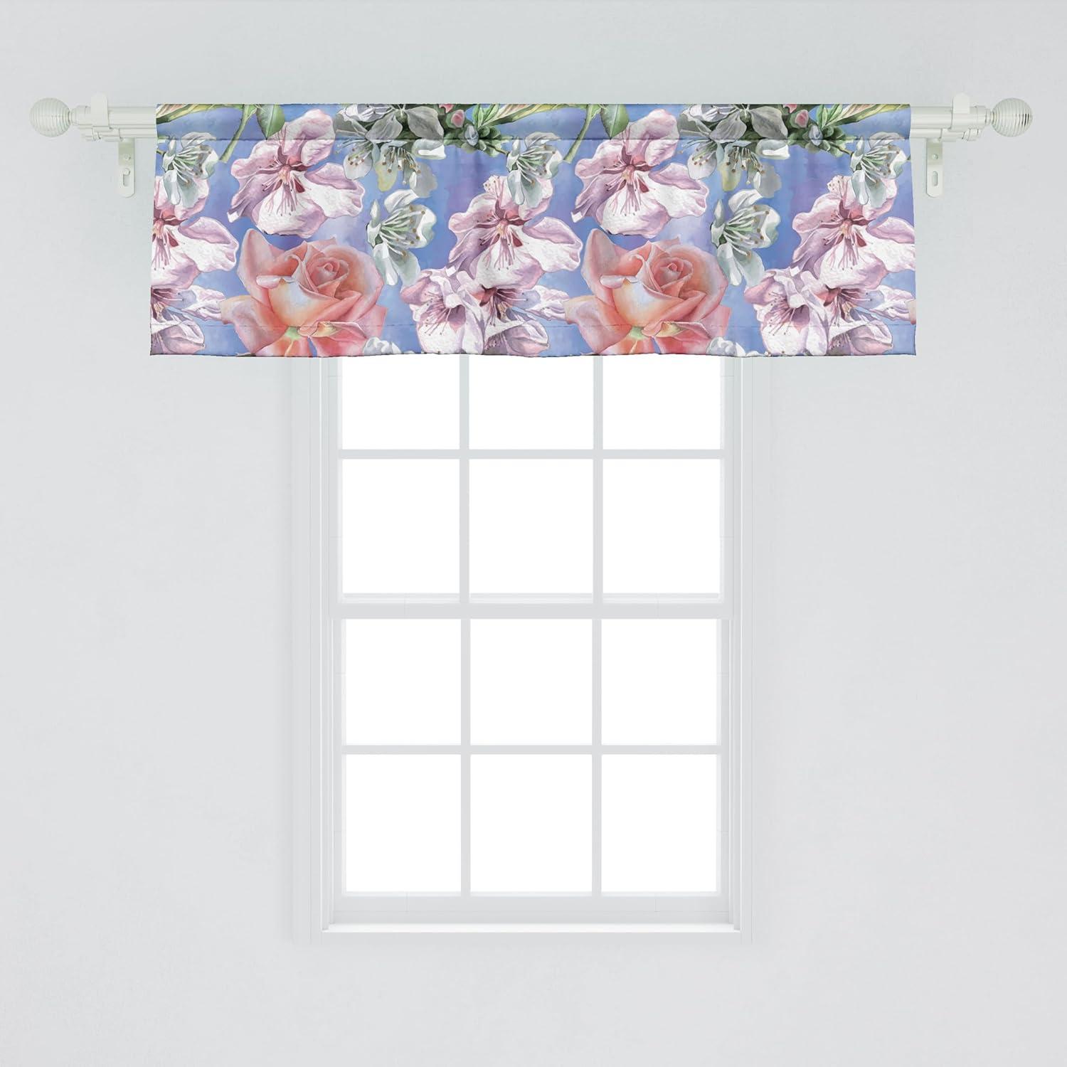 imageAmbesonne Leaves Greenery Window Valance Tropical Leaf Pattern with Neutral Colors Boho on Grunge Rustic Back Curtain Valance for Kitchen Bedroom Decor with Rod Pocket 54 X 12 Olive Green TaupeCeil Blue Mauve Salmon