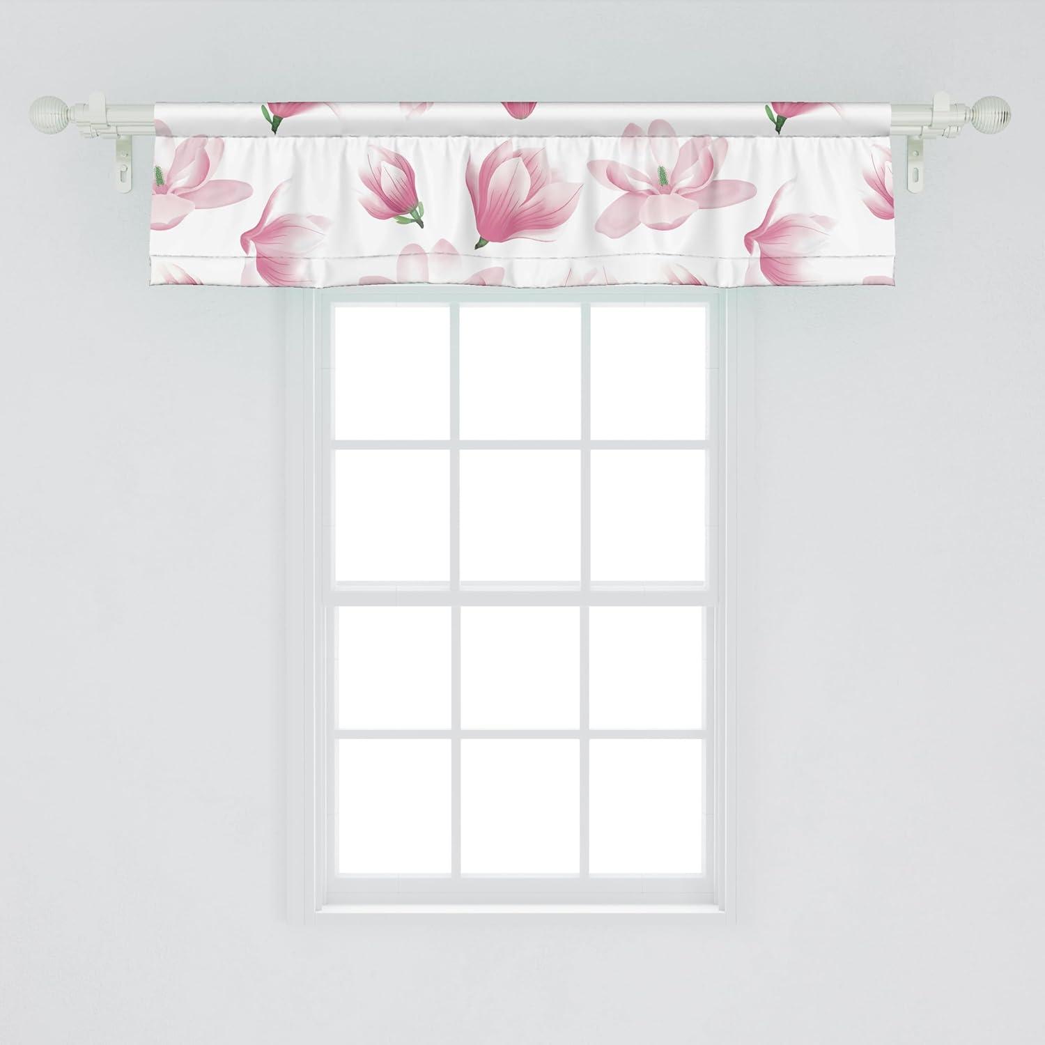imageAmbesonne Leaves Greenery Window Valance Tropical Leaf Pattern with Neutral Colors Boho on Grunge Rustic Back Curtain Valance for Kitchen Bedroom Decor with Rod Pocket 54 X 12 Olive Green TaupeMagenta Pale Pink White