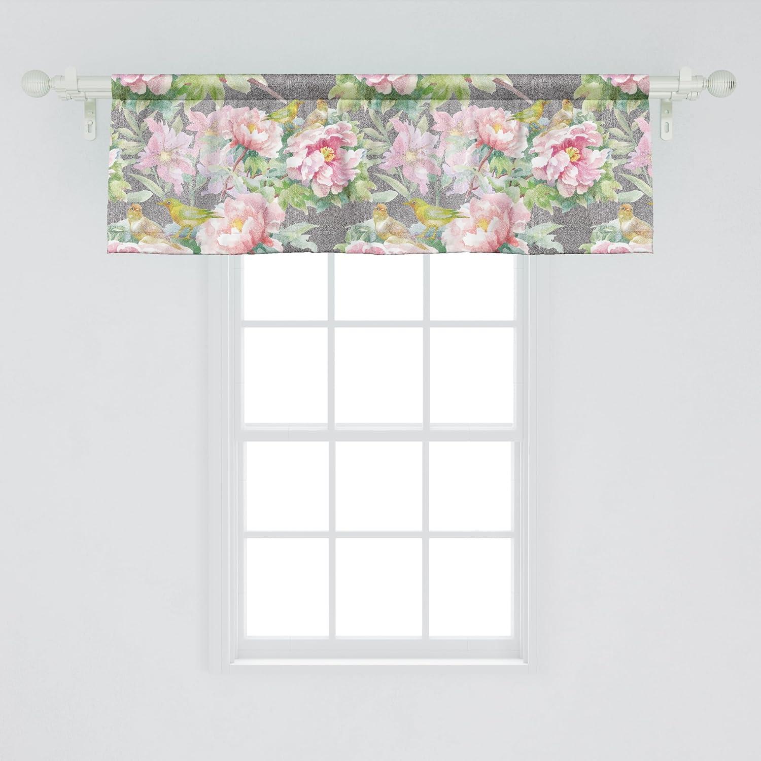 imageAmbesonne Leaves Greenery Window Valance Tropical Leaf Pattern with Neutral Colors Boho on Grunge Rustic Back Curtain Valance for Kitchen Bedroom Decor with Rod Pocket 54 X 12 Olive Green TaupePink Pistachio Green