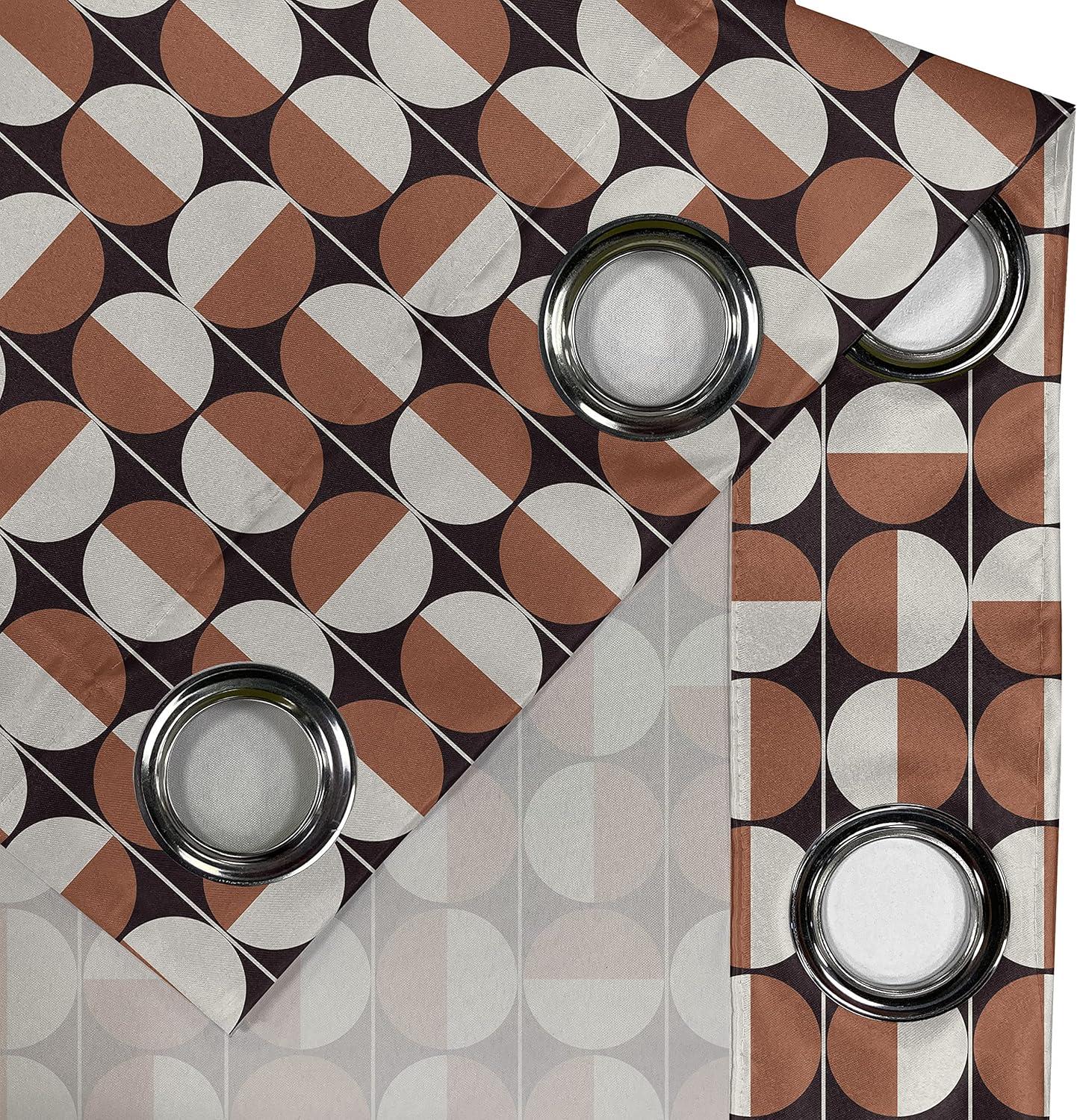 imageAmbesonne Mid Century Grommet Curtain Repeating Bicolor Circles in Vertical Order with Varying Directions Decorative 2Panel Window Drapes for Bedroom Living Room 50 x 84 Seal Brown CinnamonSeal Brown Cinnamon