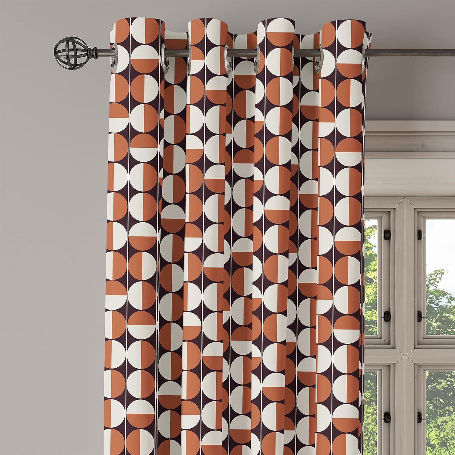 imageAmbesonne Mid Century Grommet Curtain Repeating Bicolor Circles in Vertical Order with Varying Directions Decorative 2Panel Window Drapes for Bedroom Living Room 50 x 84 Seal Brown CinnamonSeal Brown Cinnamon