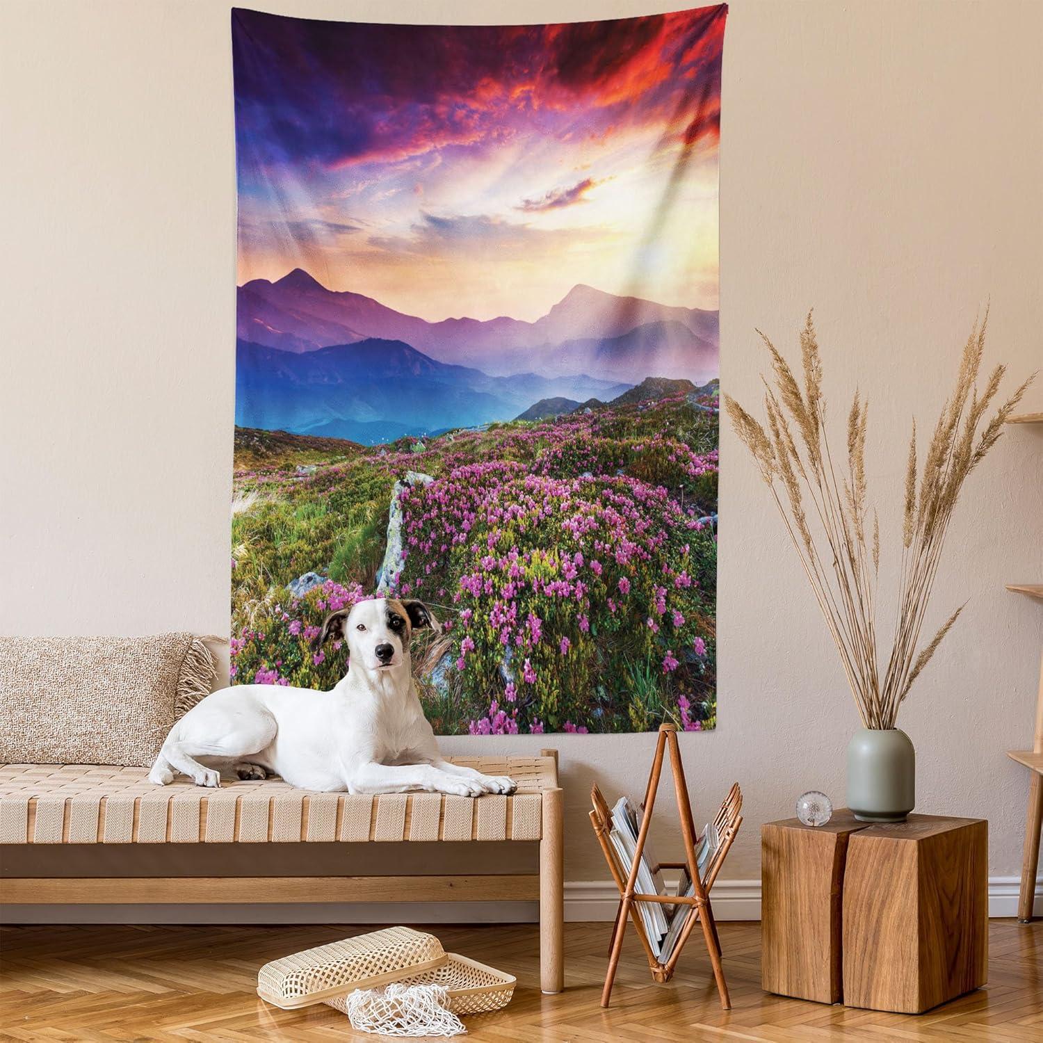 imageAmbesonne NYC Tapestry Pinkish Blossoms in the Central Park Landscape with Cherry Trees Forest in Spring Season Picture Print Wall Hanging for Bedroom Living Room Dorm Decor 40 X 60 Magenta GreyFuchsia Blue