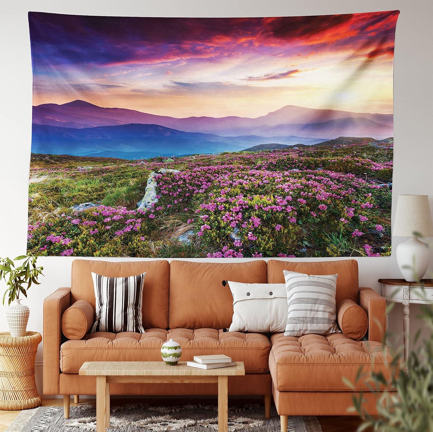 imageAmbesonne NYC Tapestry Pinkish Blossoms in the Central Park Landscape with Cherry Trees Forest in Spring Season Picture Print Wall Hanging for Bedroom Living Room Dorm Decor 40 X 60 Magenta GreyFuchsia Blue