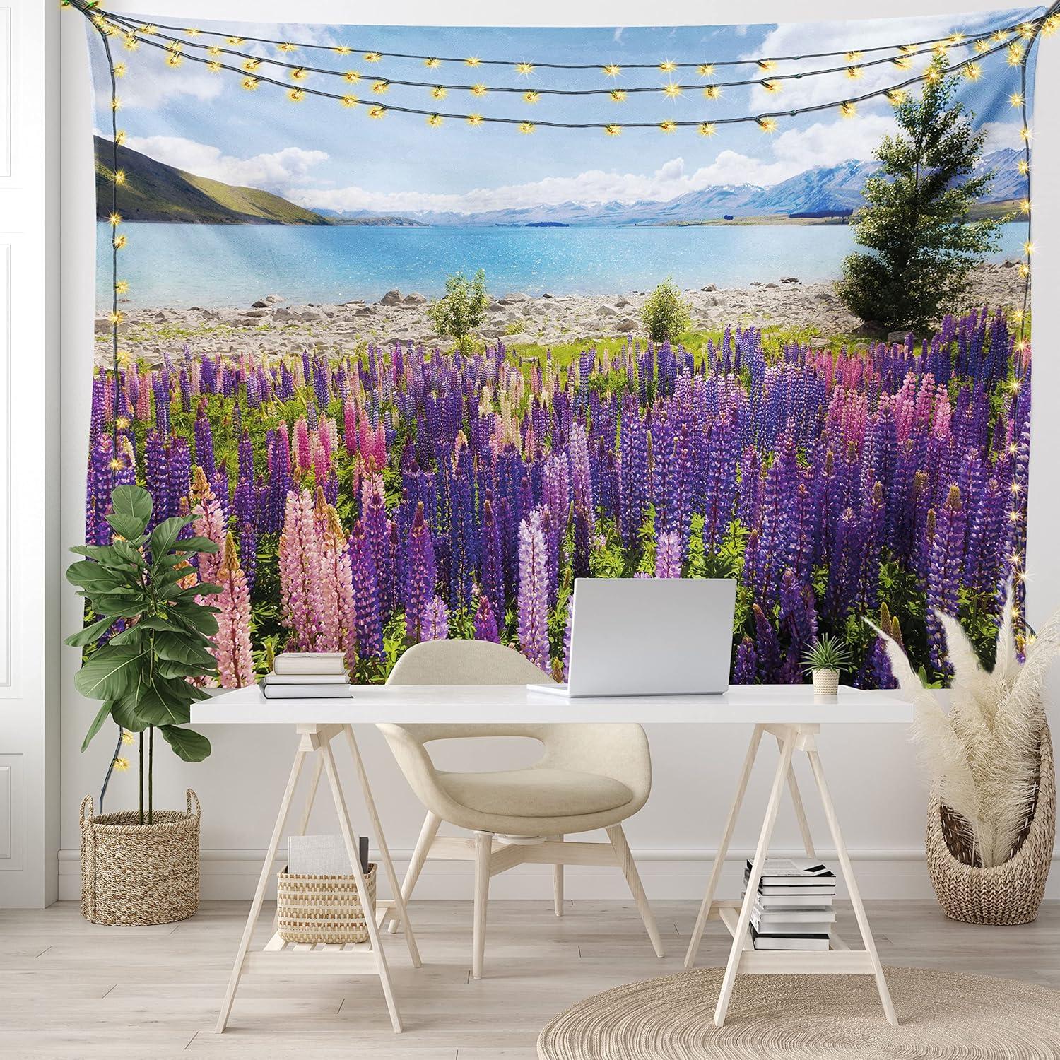 imageAmbesonne NYC Tapestry Pinkish Blossoms in the Central Park Landscape with Cherry Trees Forest in Spring Season Picture Print Wall Hanging for Bedroom Living Room Dorm Decor 40 X 60 Magenta GreyPurple Lilac Blue