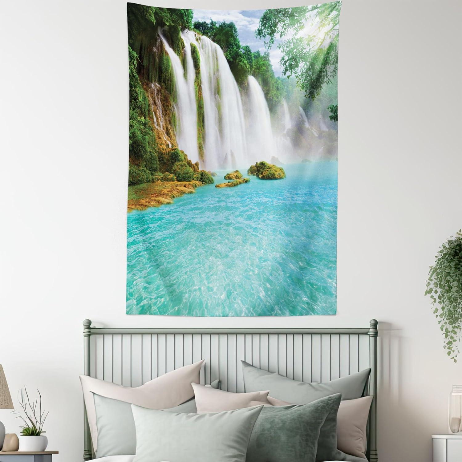 imageAmbesonne NYC Tapestry Pinkish Blossoms in the Central Park Landscape with Cherry Trees Forest in Spring Season Picture Print Wall Hanging for Bedroom Living Room Dorm Decor 40 X 60 Magenta GreyTurquoise White