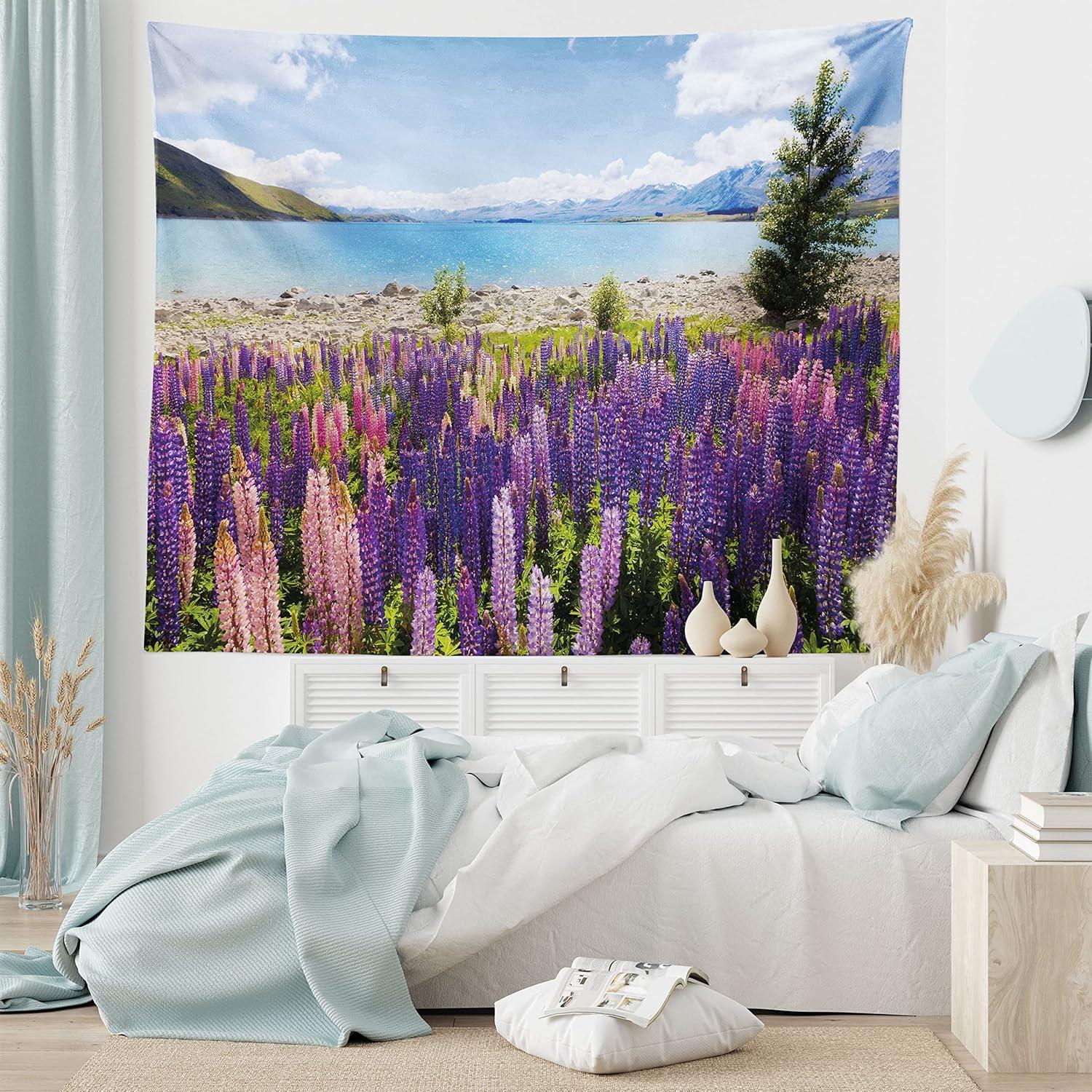 imageAmbesonne NYC Tapestry Pinkish Blossoms in the Central Park Landscape with Cherry Trees Forest in Spring Season Picture Print Wall Hanging for Bedroom Living Room Dorm Decor 40 X 60 Magenta GreyPurple Lilac Blue