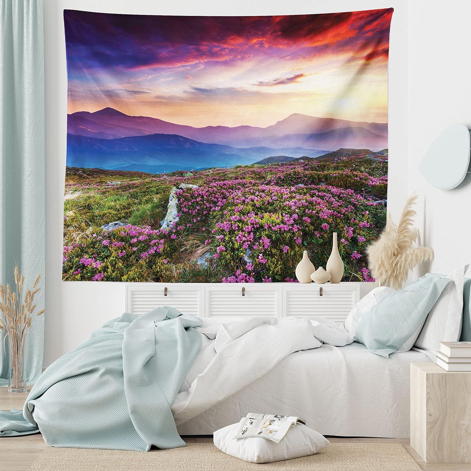 imageAmbesonne NYC Tapestry Pinkish Blossoms in the Central Park Landscape with Cherry Trees Forest in Spring Season Picture Print Wall Hanging for Bedroom Living Room Dorm Decor 40 X 60 Magenta GreyFuchsia Blue