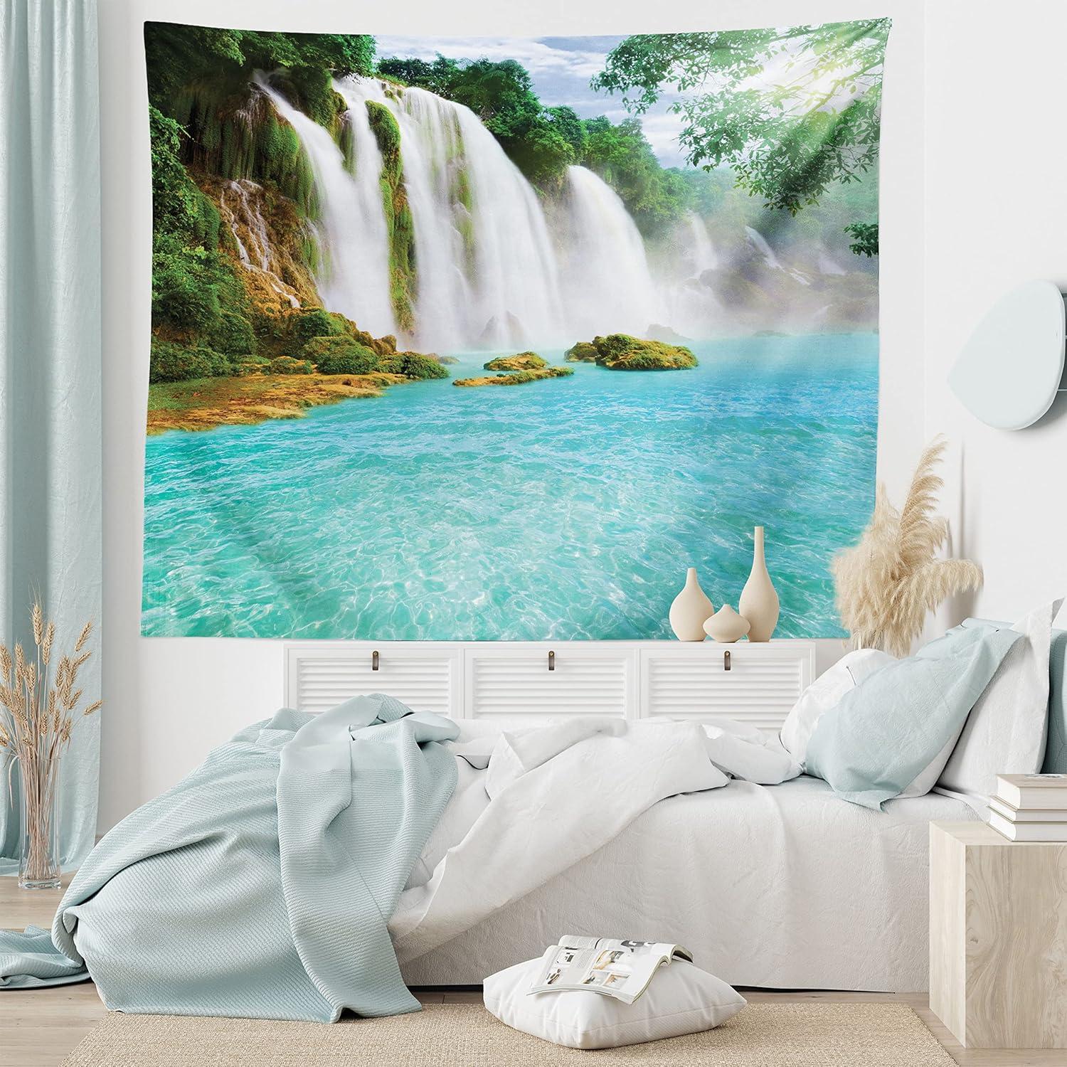 imageAmbesonne NYC Tapestry Pinkish Blossoms in the Central Park Landscape with Cherry Trees Forest in Spring Season Picture Print Wall Hanging for Bedroom Living Room Dorm Decor 40 X 60 Magenta GreyTurquoise White