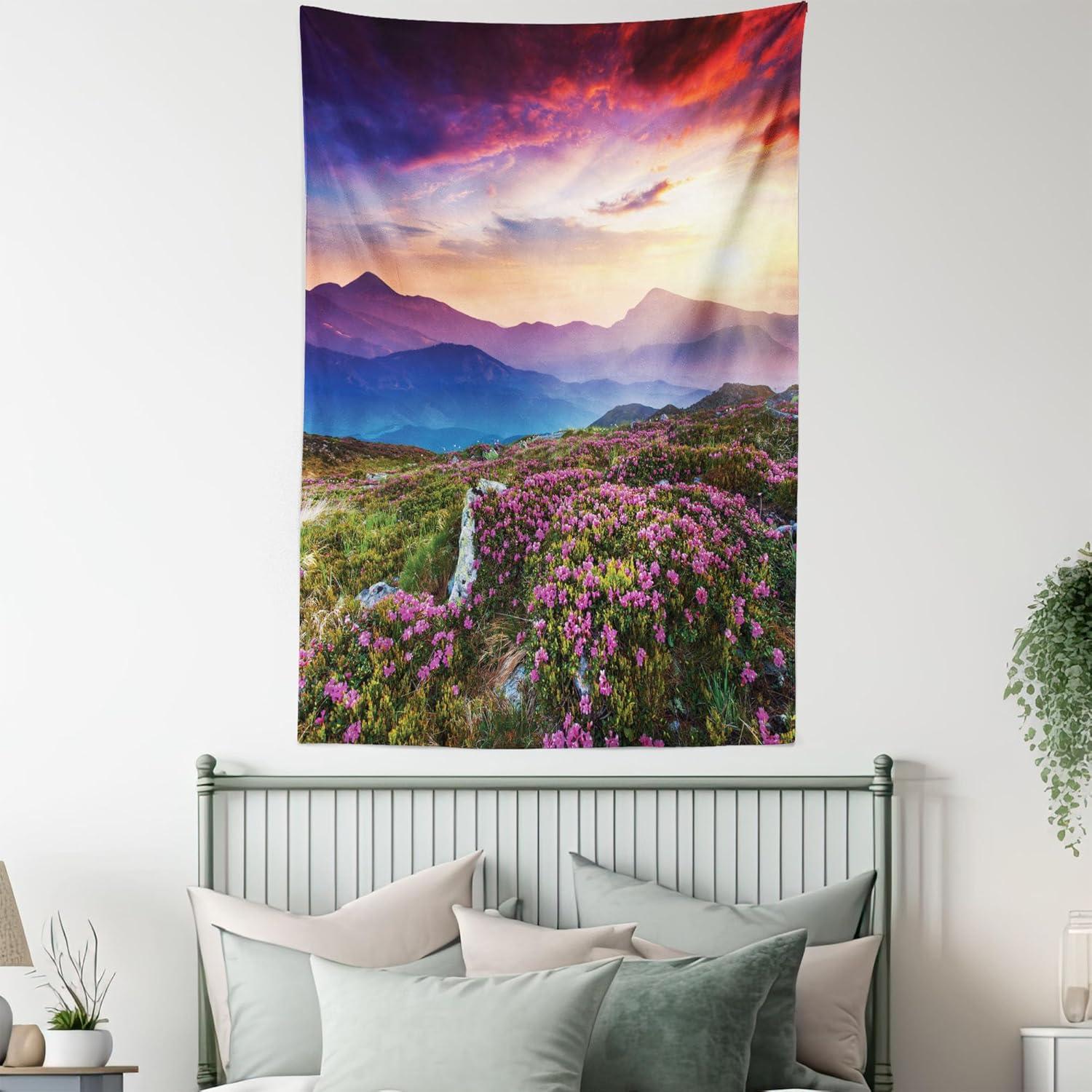 imageAmbesonne NYC Tapestry Pinkish Blossoms in the Central Park Landscape with Cherry Trees Forest in Spring Season Picture Print Wall Hanging for Bedroom Living Room Dorm Decor 40 X 60 Magenta GreyFuchsia Blue