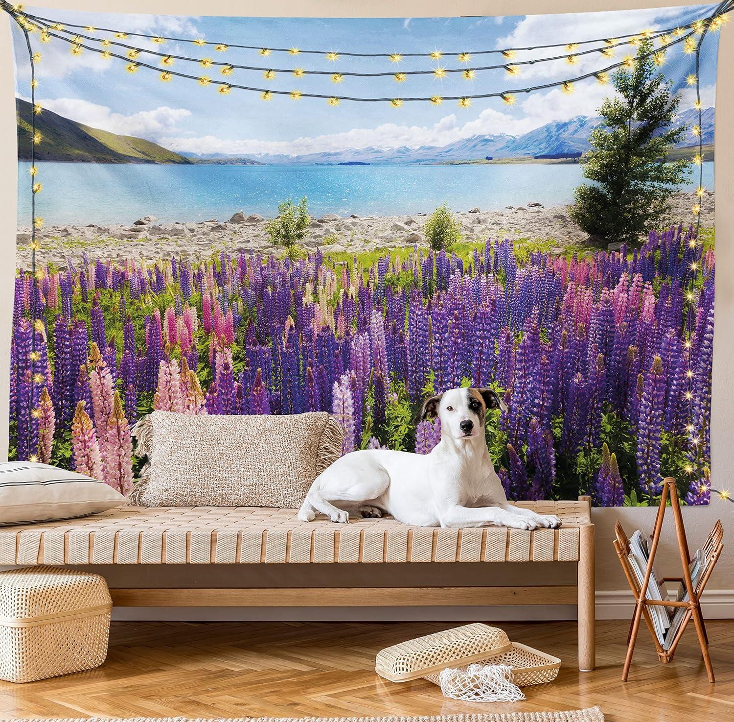 imageAmbesonne NYC Tapestry Pinkish Blossoms in the Central Park Landscape with Cherry Trees Forest in Spring Season Picture Print Wall Hanging for Bedroom Living Room Dorm Decor 40 X 60 Magenta GreyPurple Lilac Blue