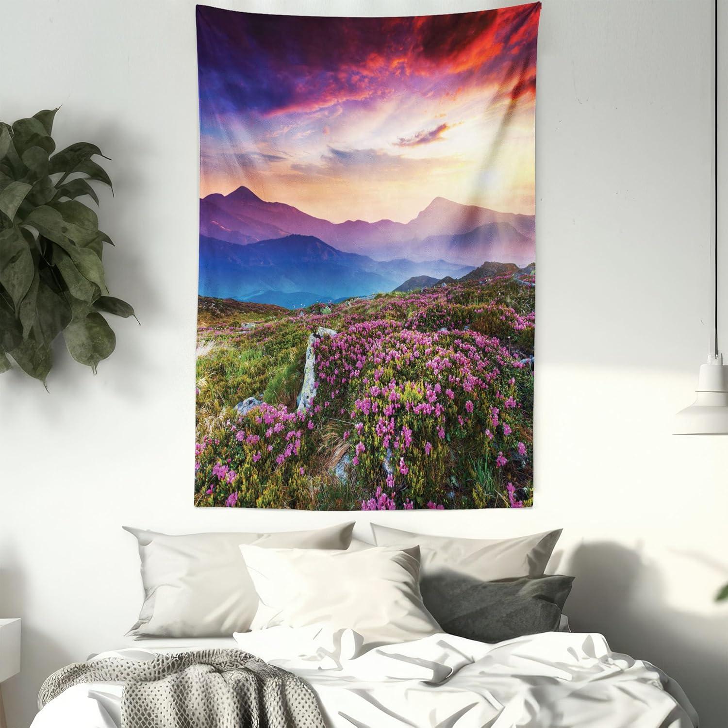imageAmbesonne NYC Tapestry Pinkish Blossoms in the Central Park Landscape with Cherry Trees Forest in Spring Season Picture Print Wall Hanging for Bedroom Living Room Dorm Decor 40 X 60 Magenta GreyFuchsia Blue