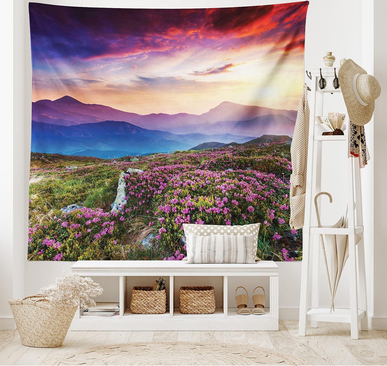 imageAmbesonne NYC Tapestry Pinkish Blossoms in the Central Park Landscape with Cherry Trees Forest in Spring Season Picture Print Wall Hanging for Bedroom Living Room Dorm Decor 40 X 60 Magenta GreyFuchsia Blue