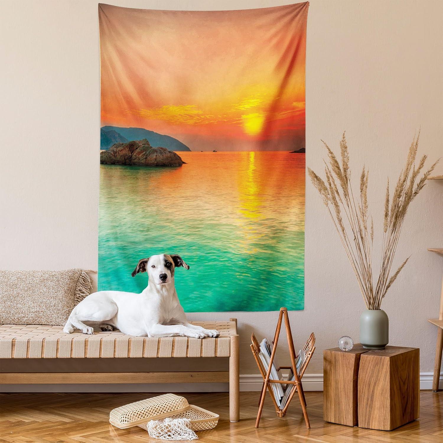 imageAmbesonne NYC Tapestry Pinkish Blossoms in the Central Park Landscape with Cherry Trees Forest in Spring Season Picture Print Wall Hanging for Bedroom Living Room Dorm Decor 40 X 60 Magenta GreyTurquoise Sunset