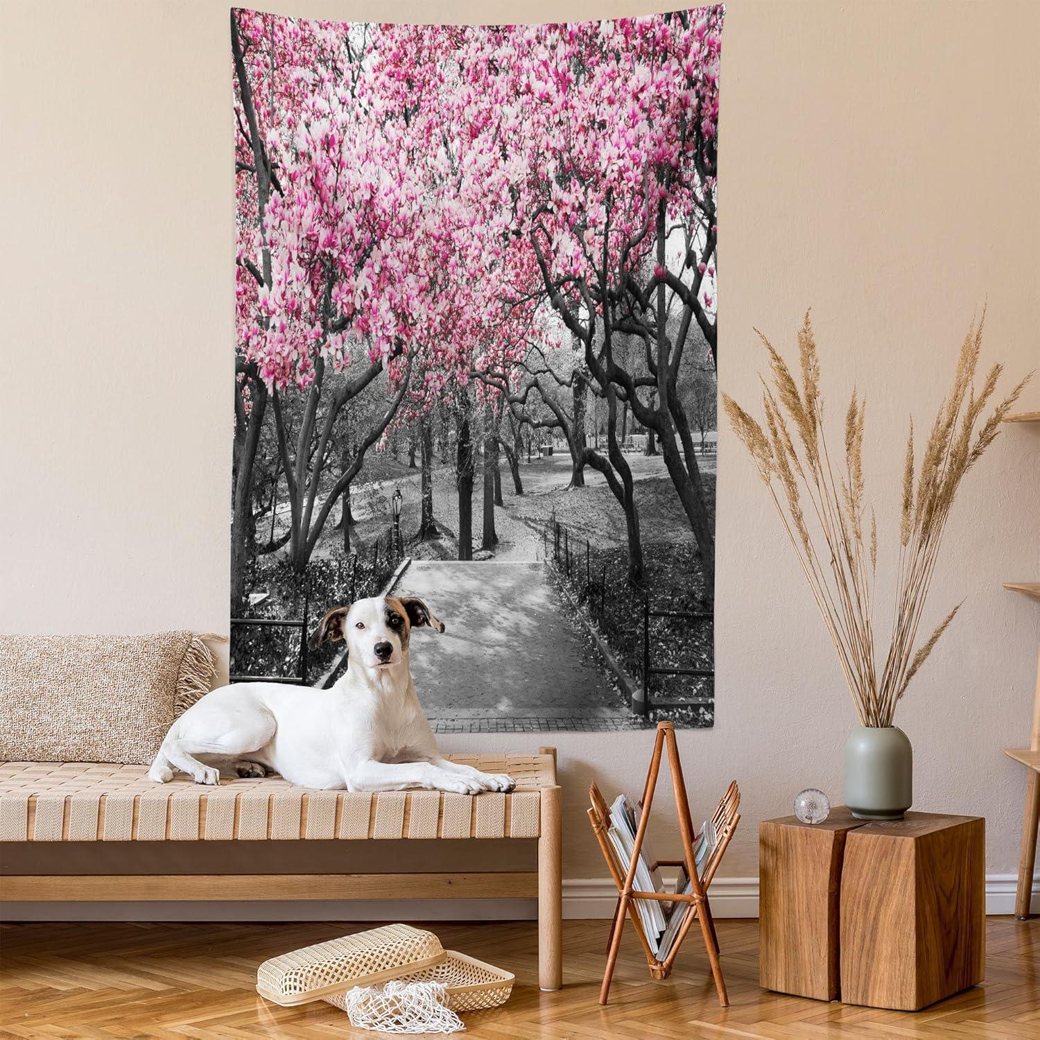 imageAmbesonne NYC Tapestry Pinkish Blossoms in the Central Park Landscape with Cherry Trees Forest in Spring Season Picture Print Wall Hanging for Bedroom Living Room Dorm Decor 40 X 60 Magenta GreyMagenta Grey
