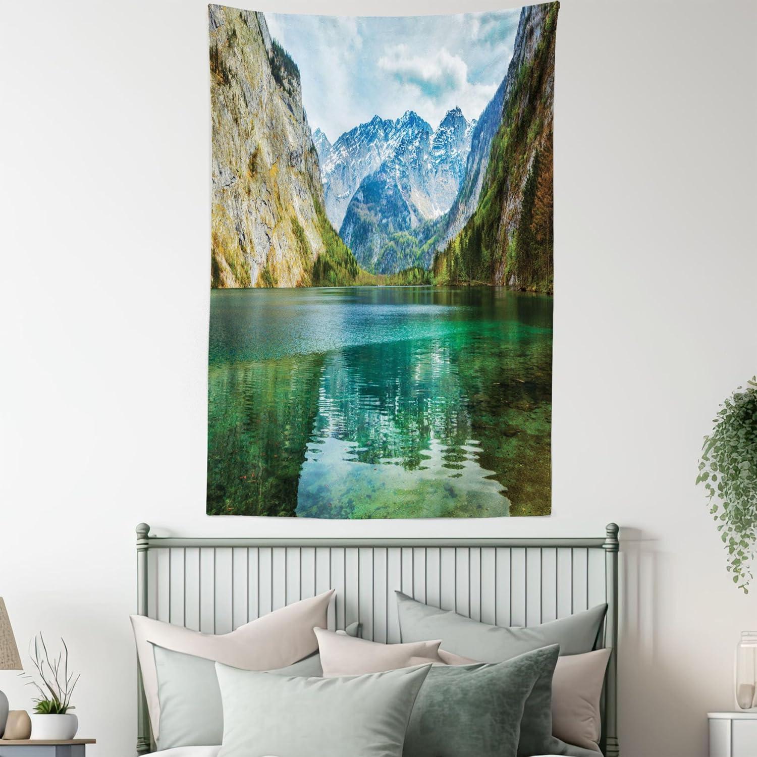 imageAmbesonne NYC Tapestry Pinkish Blossoms in the Central Park Landscape with Cherry Trees Forest in Spring Season Picture Print Wall Hanging for Bedroom Living Room Dorm Decor 40 X 60 Magenta GreyJade Green