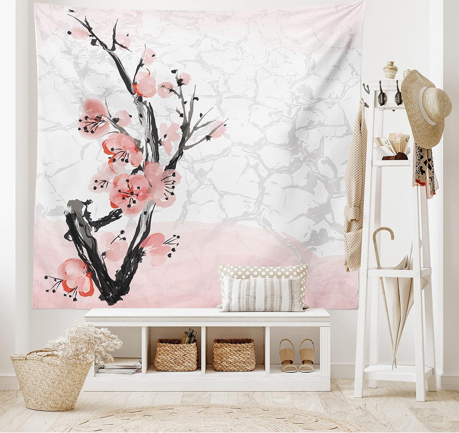 imageAmbesonne NYC Tapestry Pinkish Blossoms in the Central Park Landscape with Cherry Trees Forest in Spring Season Picture Print Wall Hanging for Bedroom Living Room Dorm Decor 40 X 60 Magenta GreyPink Coral