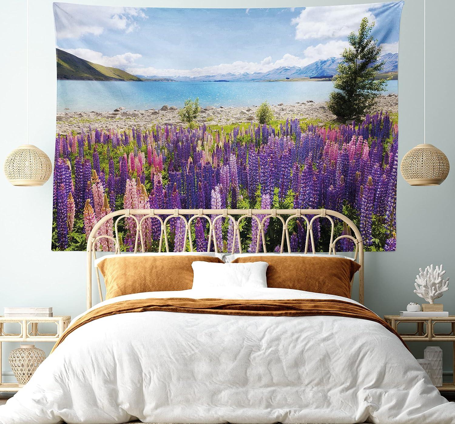 imageAmbesonne NYC Tapestry Pinkish Blossoms in the Central Park Landscape with Cherry Trees Forest in Spring Season Picture Print Wall Hanging for Bedroom Living Room Dorm Decor 40 X 60 Magenta GreyPurple Lilac Blue