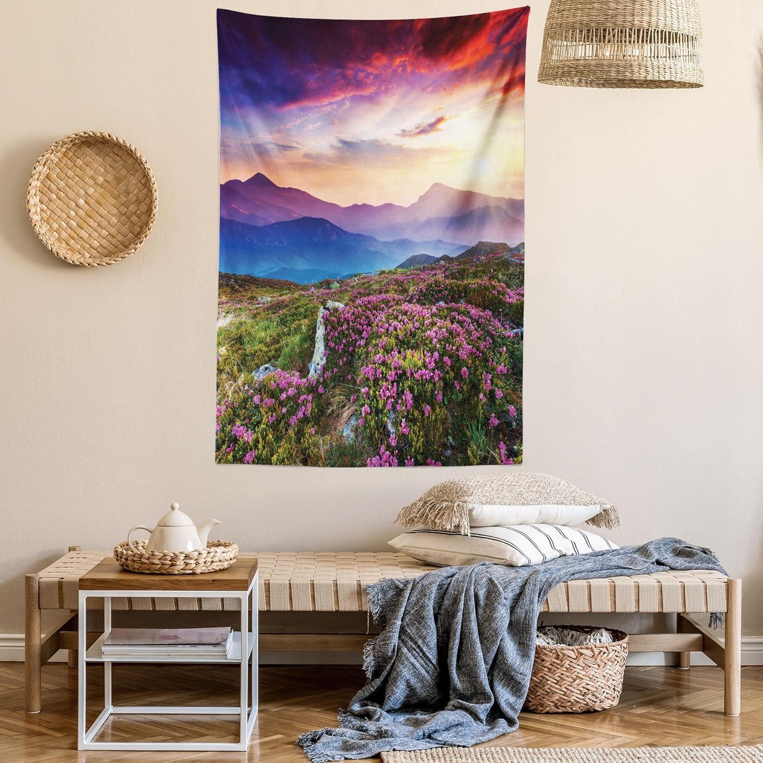 imageAmbesonne NYC Tapestry Pinkish Blossoms in the Central Park Landscape with Cherry Trees Forest in Spring Season Picture Print Wall Hanging for Bedroom Living Room Dorm Decor 40 X 60 Magenta GreyFuchsia Blue