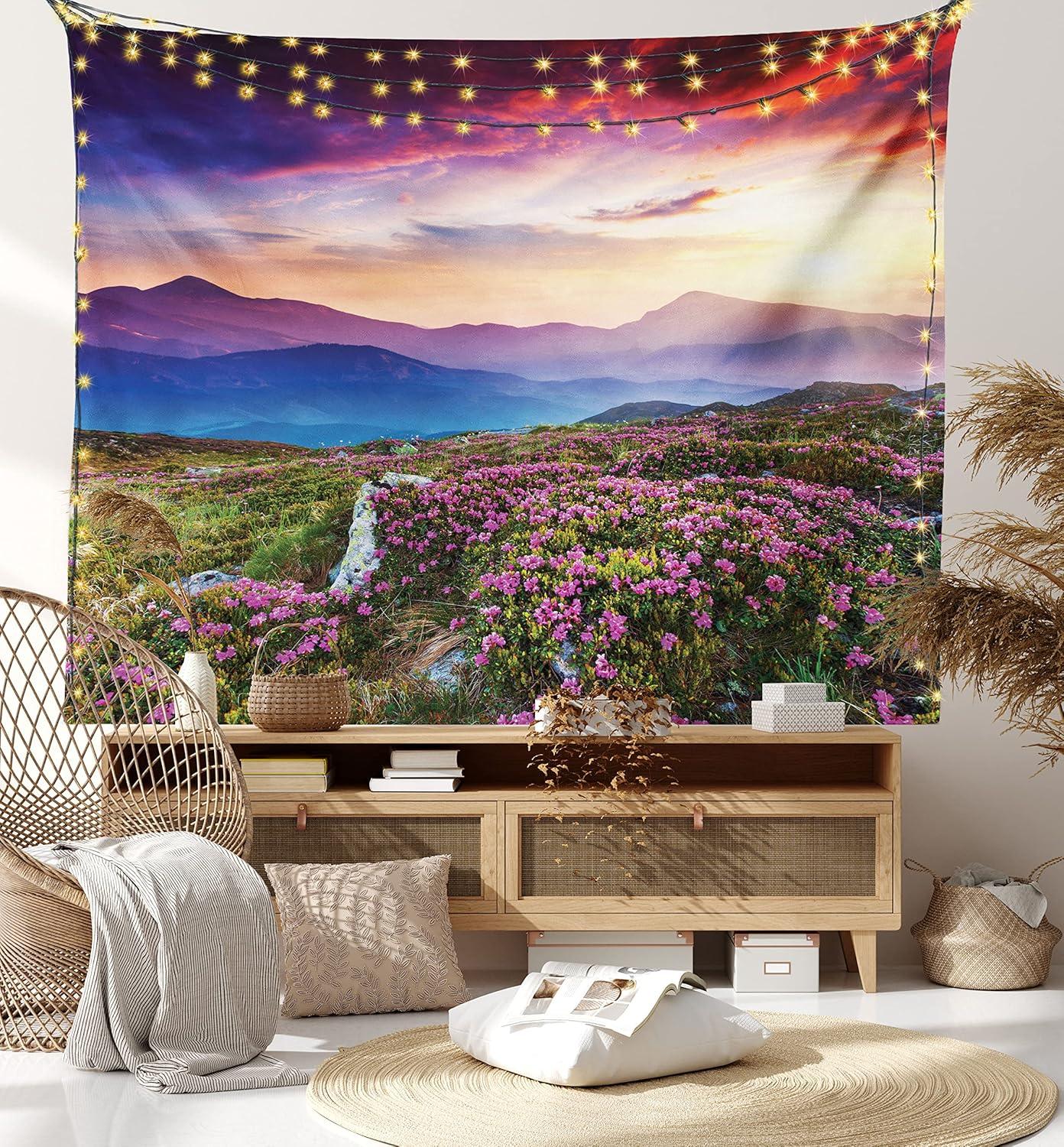 imageAmbesonne NYC Tapestry Pinkish Blossoms in the Central Park Landscape with Cherry Trees Forest in Spring Season Picture Print Wall Hanging for Bedroom Living Room Dorm Decor 40 X 60 Magenta GreyFuchsia Blue