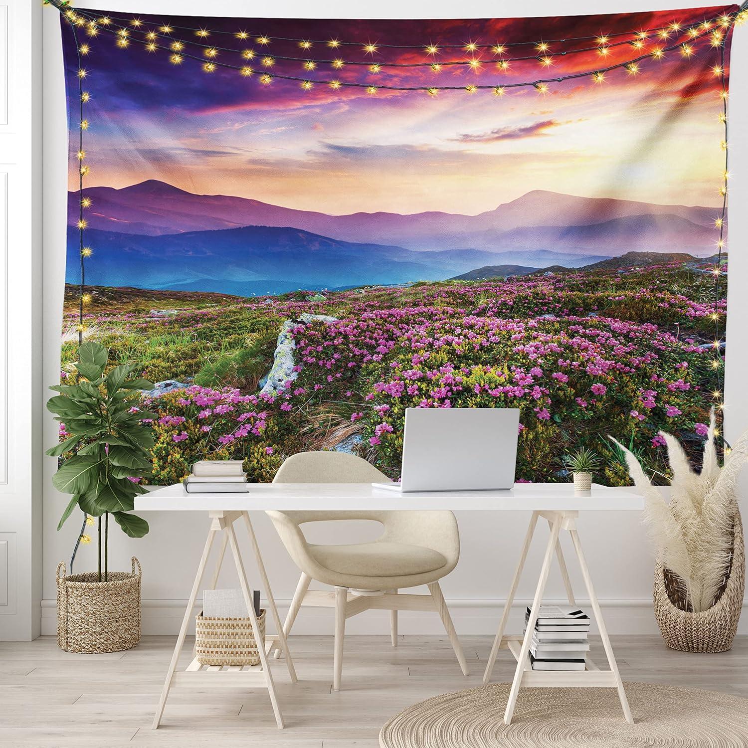 imageAmbesonne NYC Tapestry Pinkish Blossoms in the Central Park Landscape with Cherry Trees Forest in Spring Season Picture Print Wall Hanging for Bedroom Living Room Dorm Decor 40 X 60 Magenta GreyFuchsia Blue