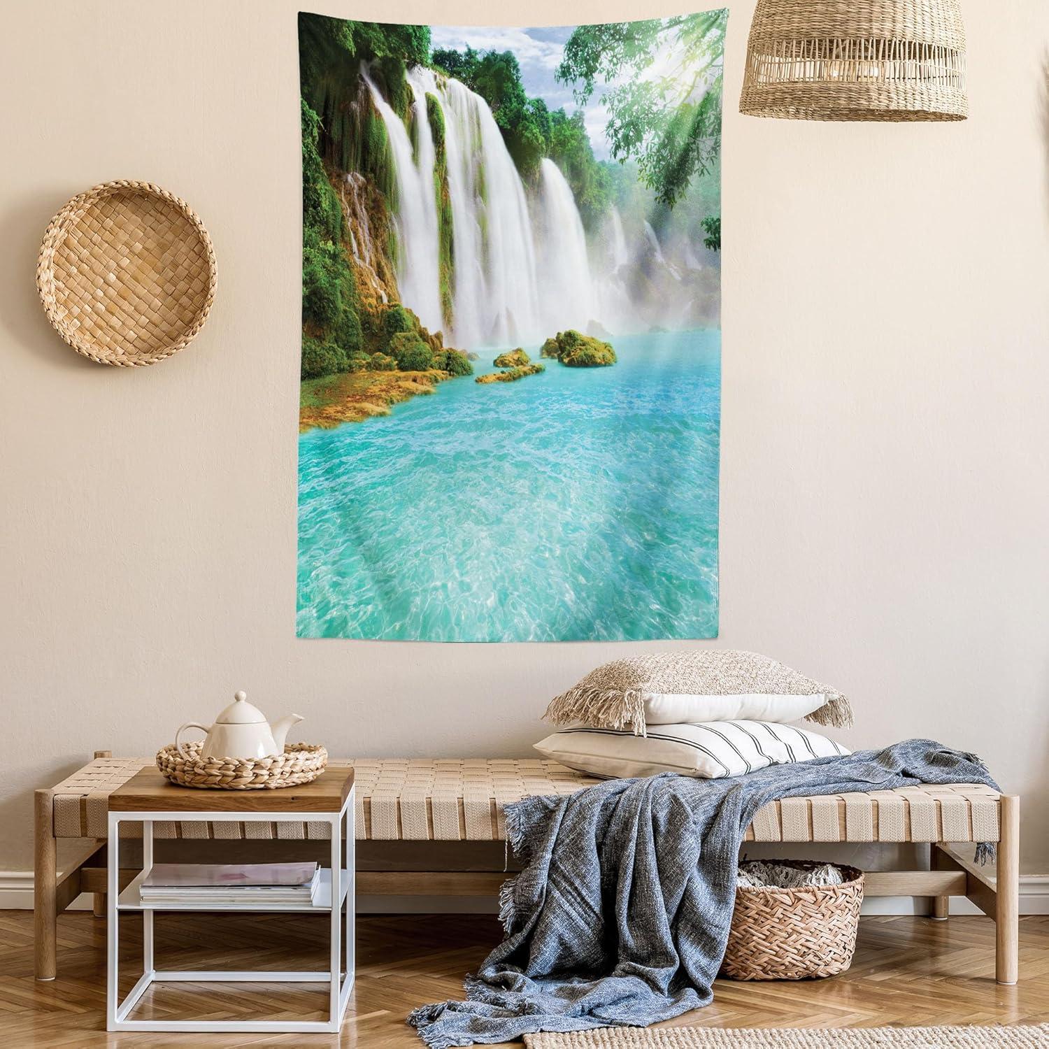 imageAmbesonne NYC Tapestry Pinkish Blossoms in the Central Park Landscape with Cherry Trees Forest in Spring Season Picture Print Wall Hanging for Bedroom Living Room Dorm Decor 40 X 60 Magenta GreyTurquoise White