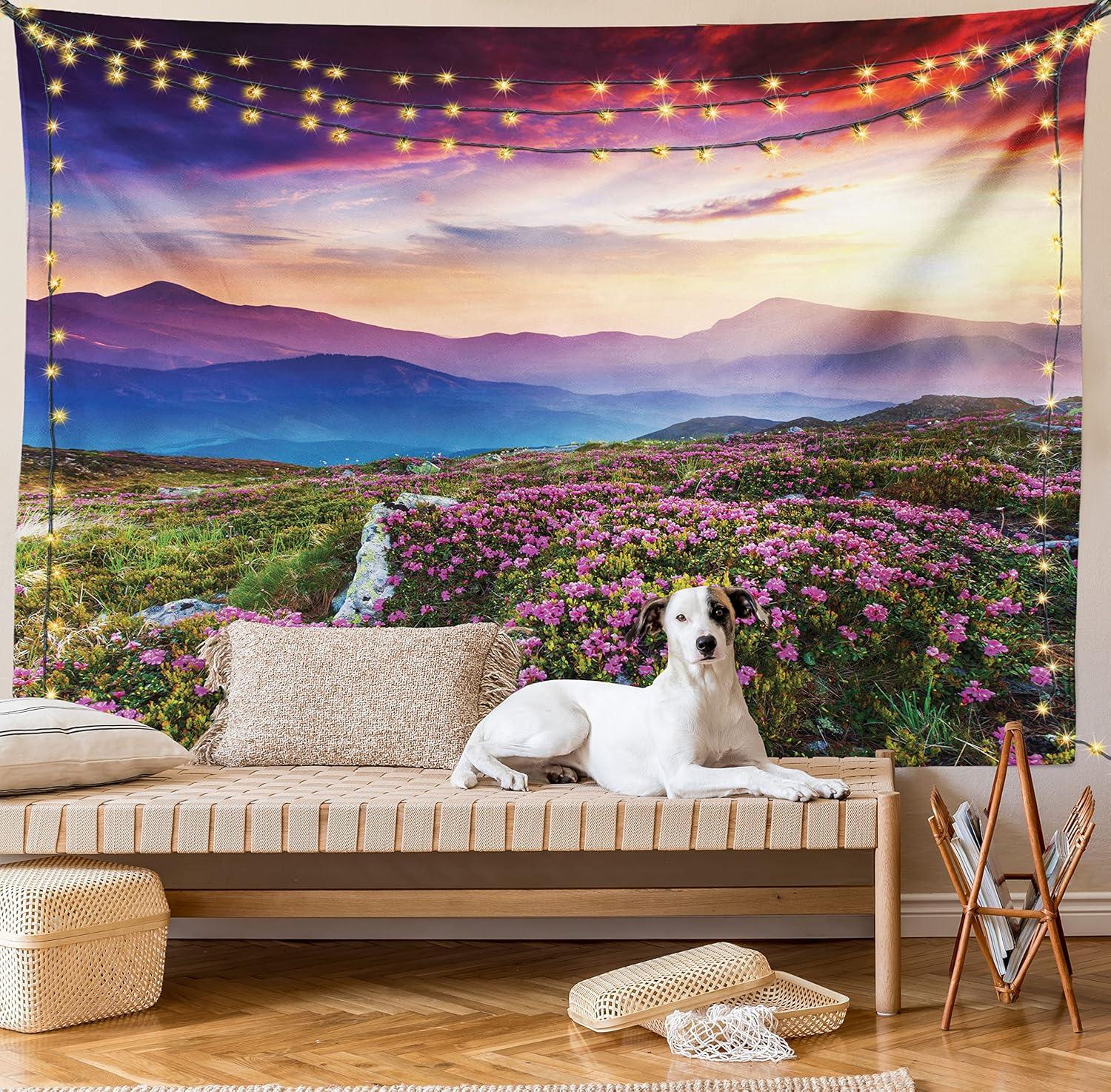 imageAmbesonne NYC Tapestry Pinkish Blossoms in the Central Park Landscape with Cherry Trees Forest in Spring Season Picture Print Wall Hanging for Bedroom Living Room Dorm Decor 40 X 60 Magenta GreyFuchsia Blue
