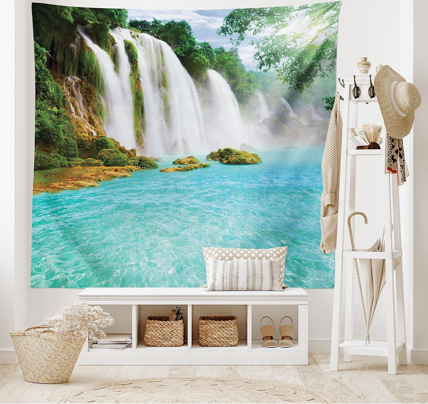imageAmbesonne NYC Tapestry Pinkish Blossoms in the Central Park Landscape with Cherry Trees Forest in Spring Season Picture Print Wall Hanging for Bedroom Living Room Dorm Decor 40 X 60 Magenta GreyTurquoise White